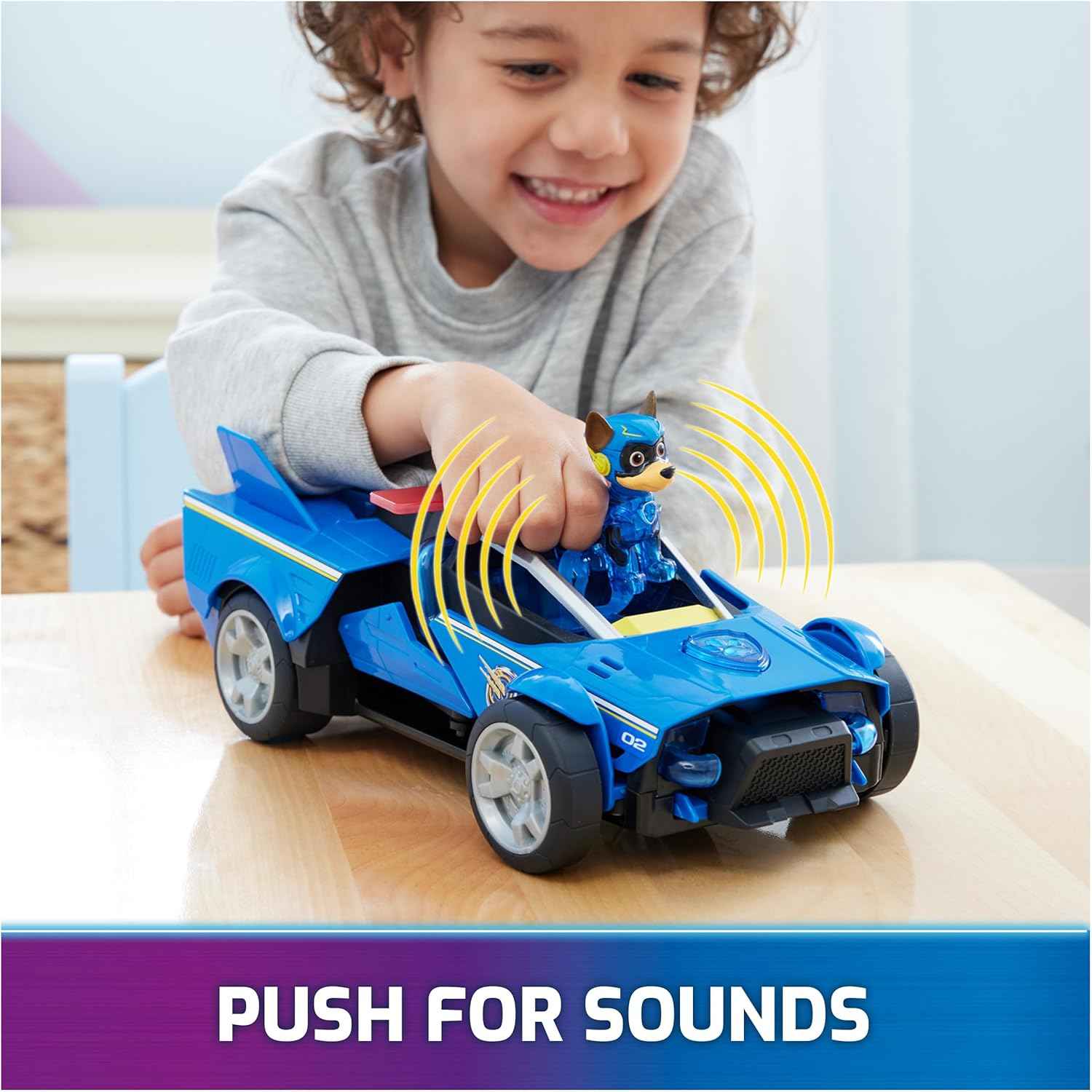 Paw Patrol: The Mighty Movie, Chase's Mighty Transforming Cruiser with Mighty Pups Action Figure, Lights and Sounds, Kids Toys for Boys & Girls 3+