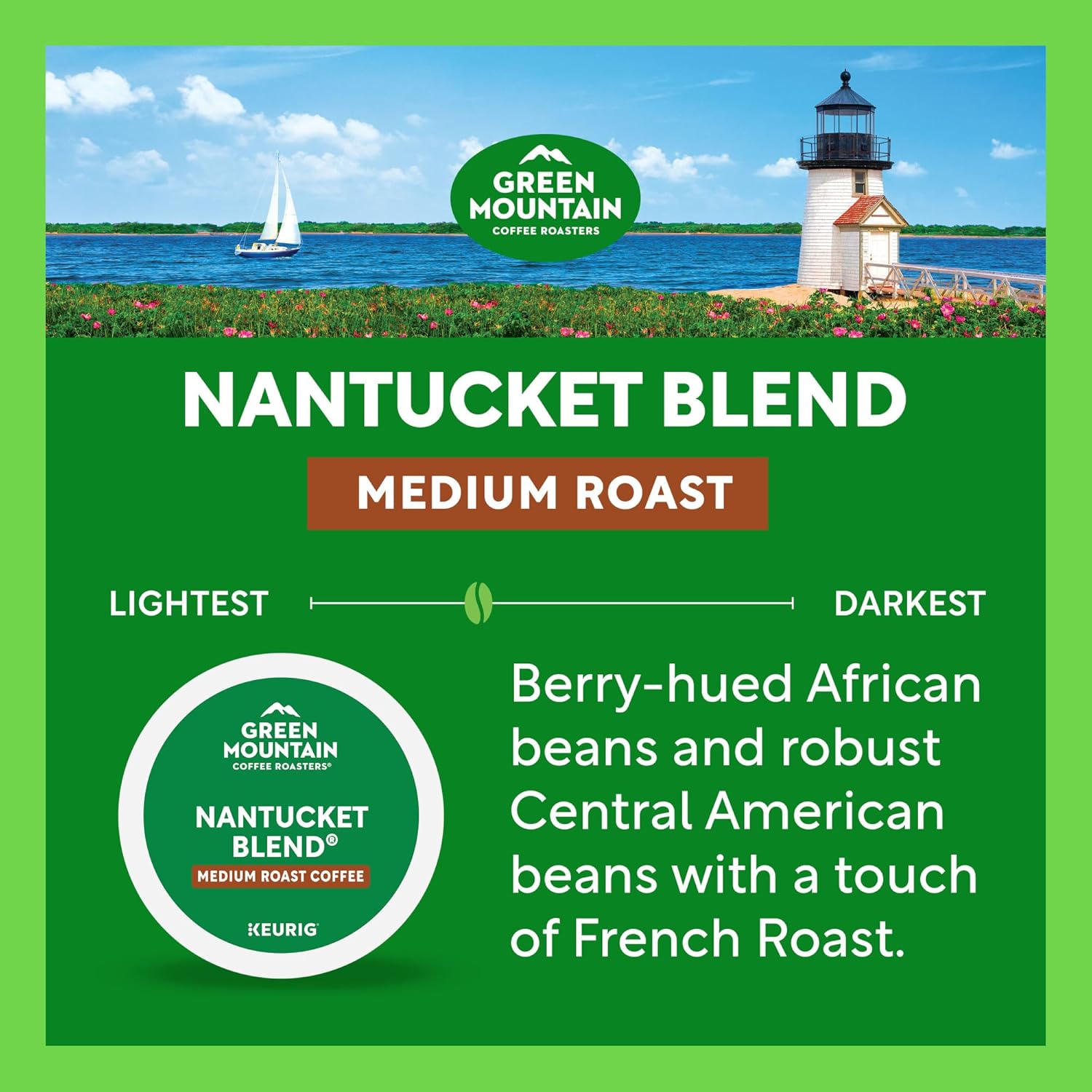 Green Mountain Coffee Nantucket Blend Medium Roast Keurig Single-Serve K-Cup Pods 96 Count