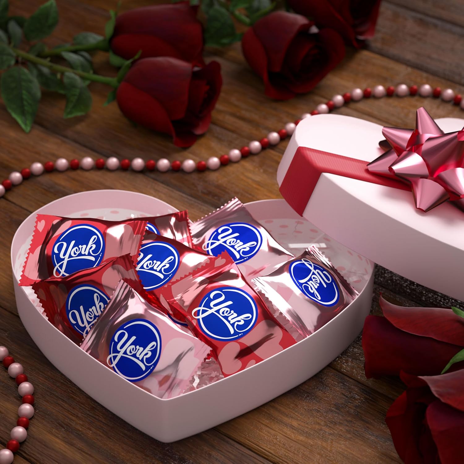 york dark chocolate peppermint patties hearts 9.6 oz valentine's candy gift bag