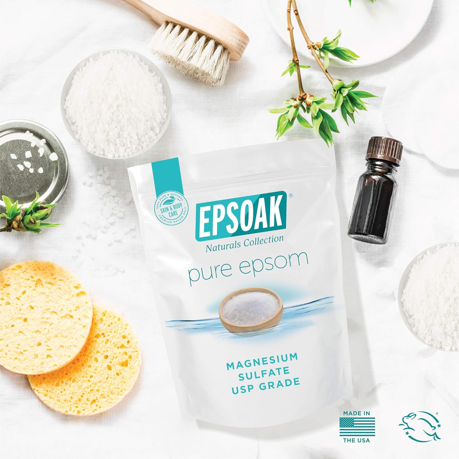 epsoak 19 lb. unscented usp-grade magnesium sulfate bulk bags cruelty-free certified made in usa