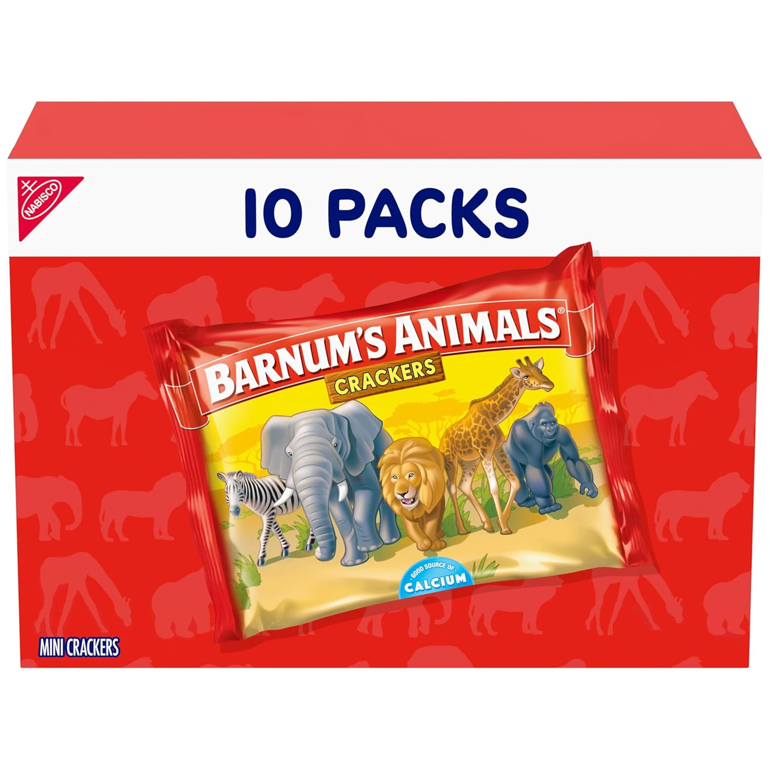 Barnum's Original Animal Crackers, 10 Snack Packs, 1 oz, Circus-Themed, Kids' Snacks, Calcium-Rich
