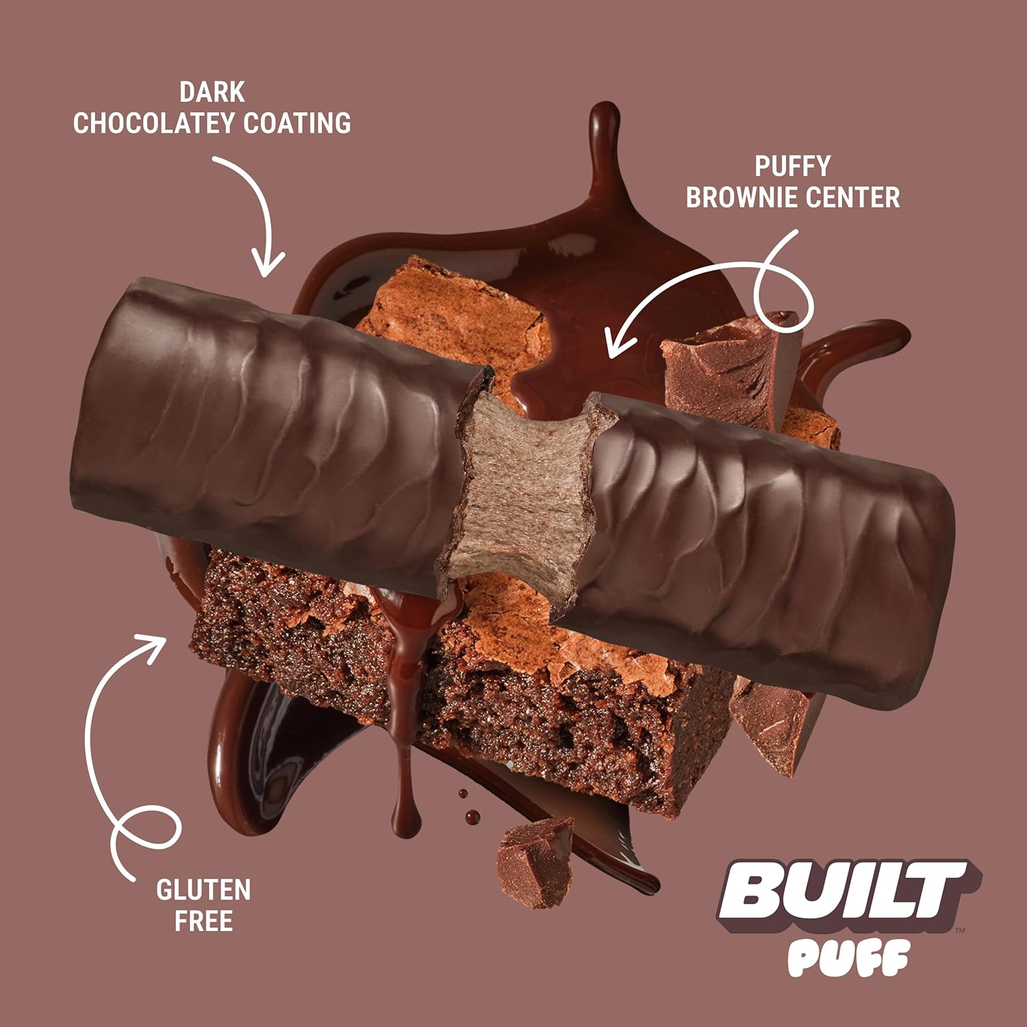 Built Bar, Brownie Batter Puff, 17g protein, 140 calories, gluten-free, 12 count