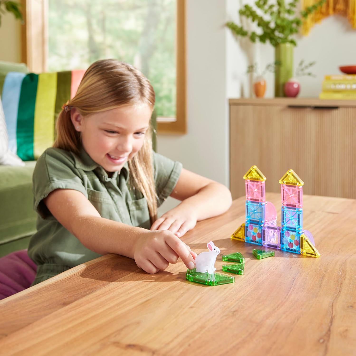 MAGNA-TILES microMAGS 24-Piece Spring Garden Travel Set, The Original Magnetic Building Brand