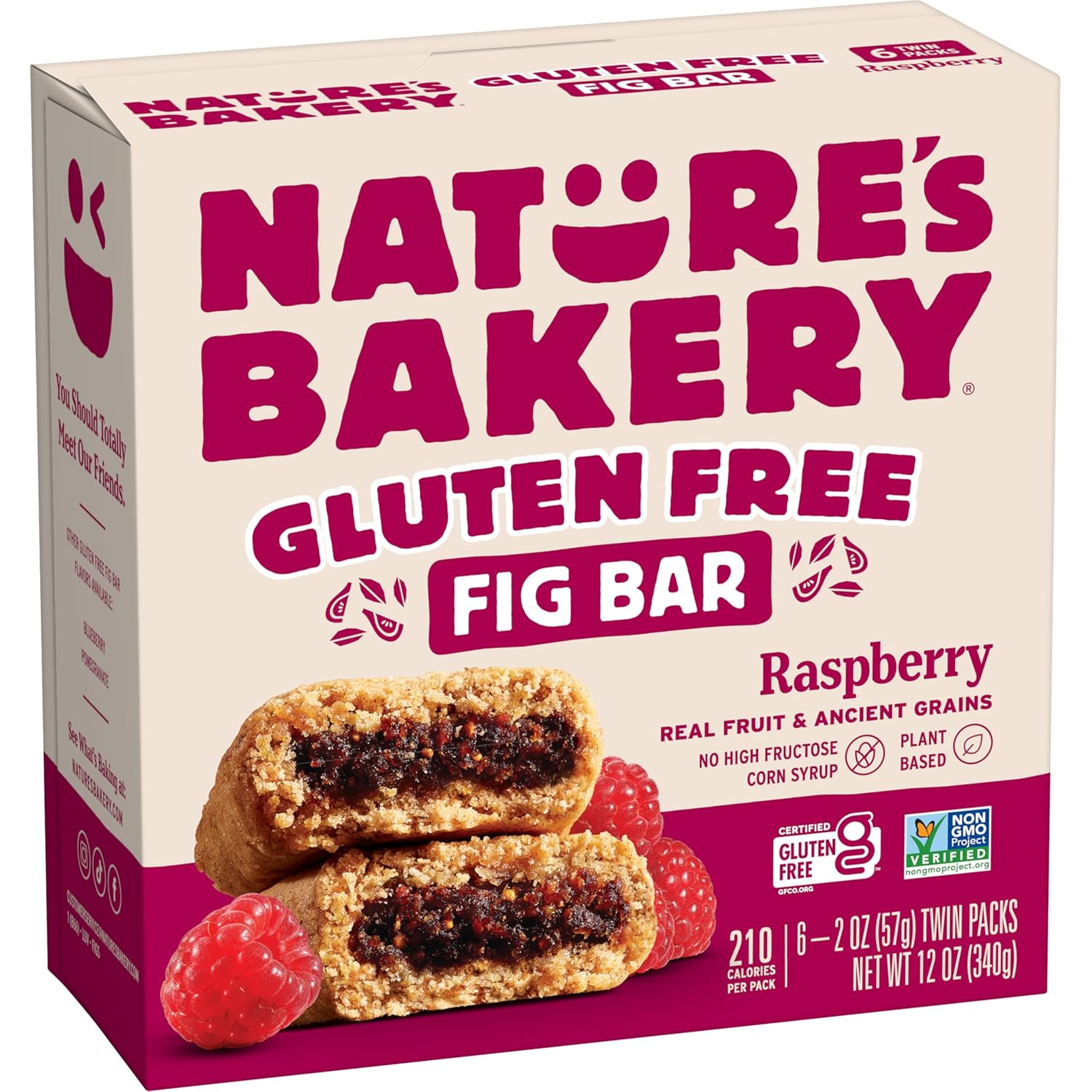 Nature's Bakery gluten-free, raspberry, fig bars, real fruit, vegan, non-gmo, snack bar, twin packs