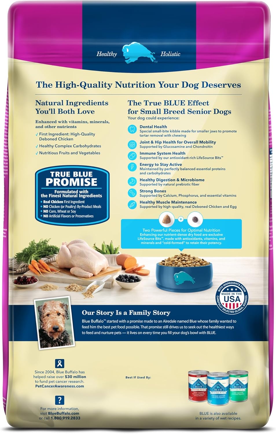 Blue Buffalo Life Protection Formula Small Breed Senior Dry Dog Food, 5-lb Bag, Chicken & Brown Rice Recipe, No Corn, Wheat, or Soy