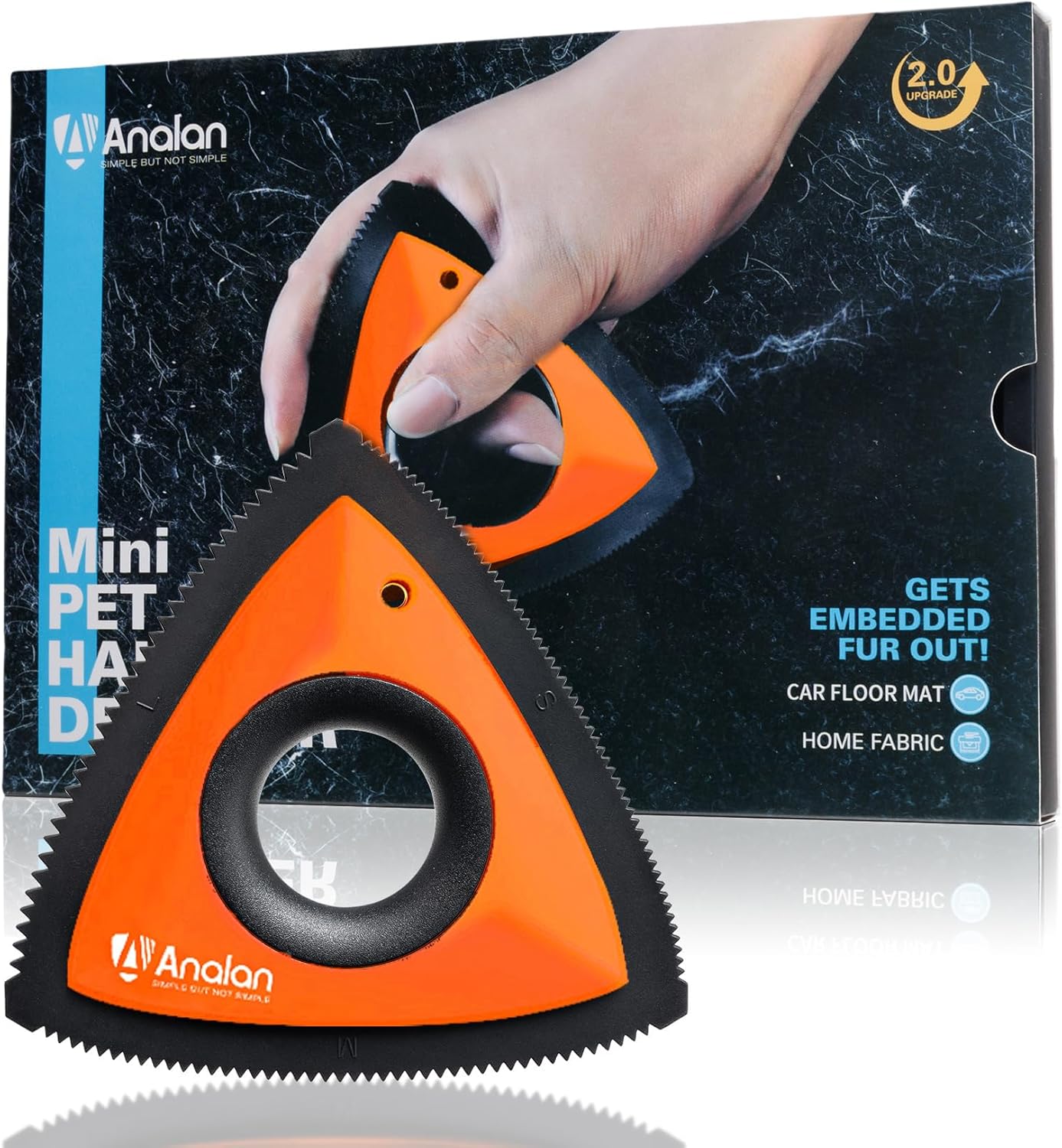 Analanan Mini Pet Hair Remover for Car Detailing Supplies, Carpet Dog Hair Remover, Jet Black