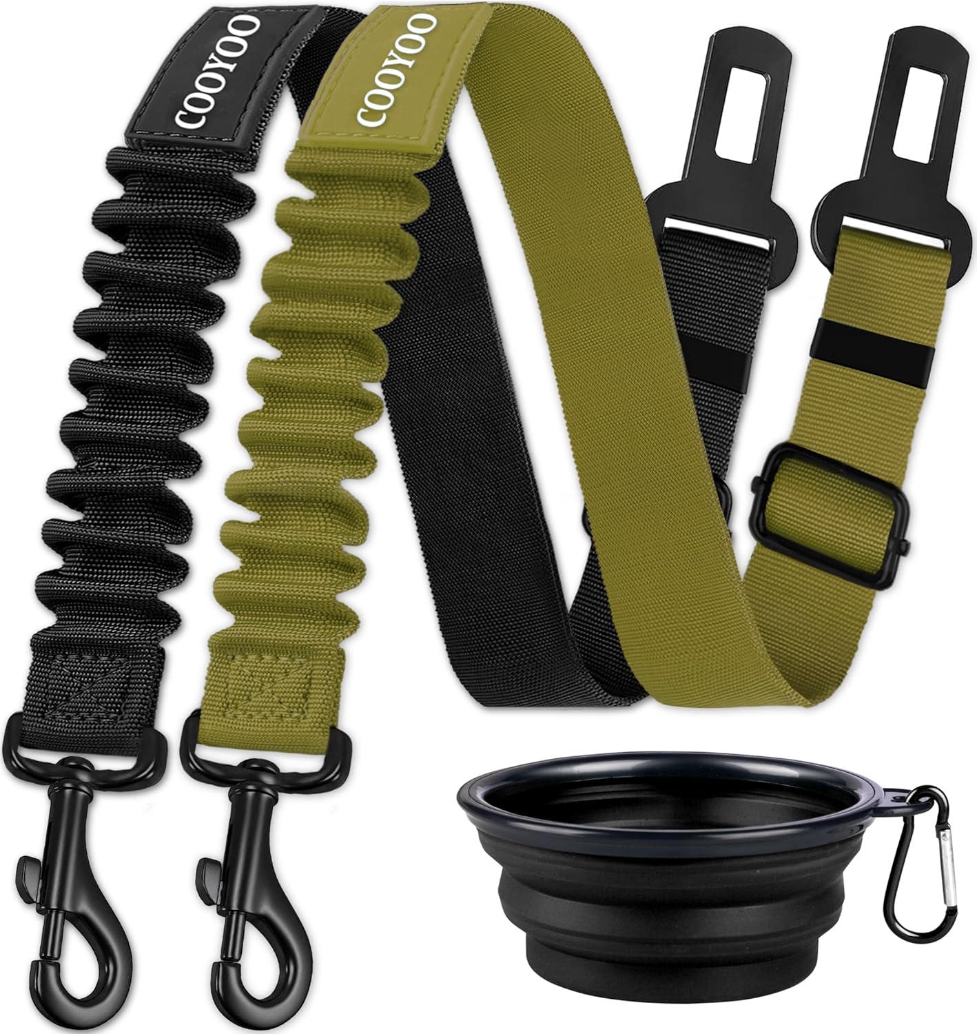cooyoo dog seat belt 3 piece set adjustable nylon pet safety harness heavy duty elastic