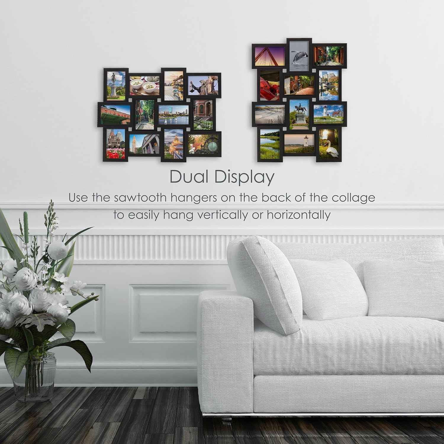 Melannco 18x23 Inch Black Collage Picture Frame - Multi-photo Frame with 12 Openings - Six 6x4 and Six 4x6 Slots - Wall Mounted Gallery Frame for Family Photos - Home Decor Multi-picture Frame