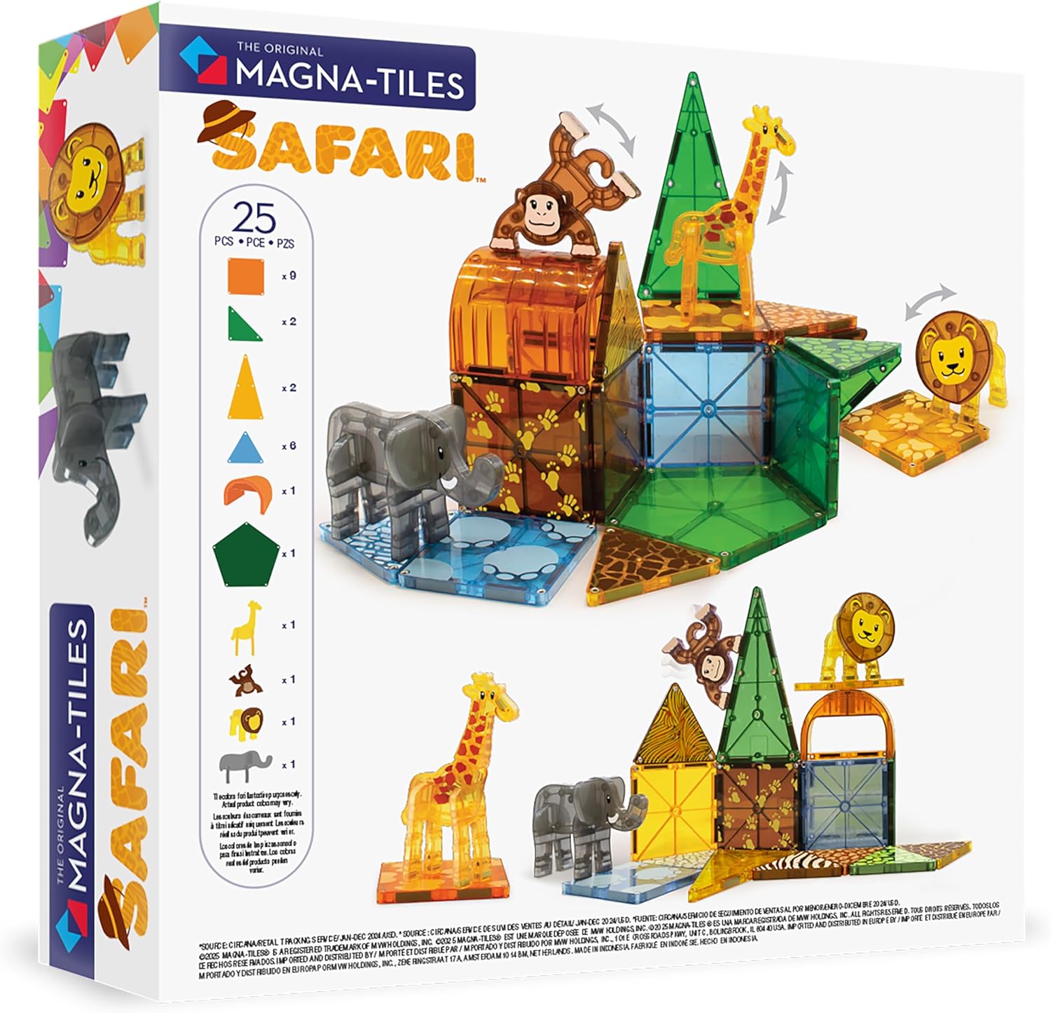 MAGNA-TILES Safari Animals 25-Piece Magnetic Construction Set, The ORIGINAL Magnetic Building Brand