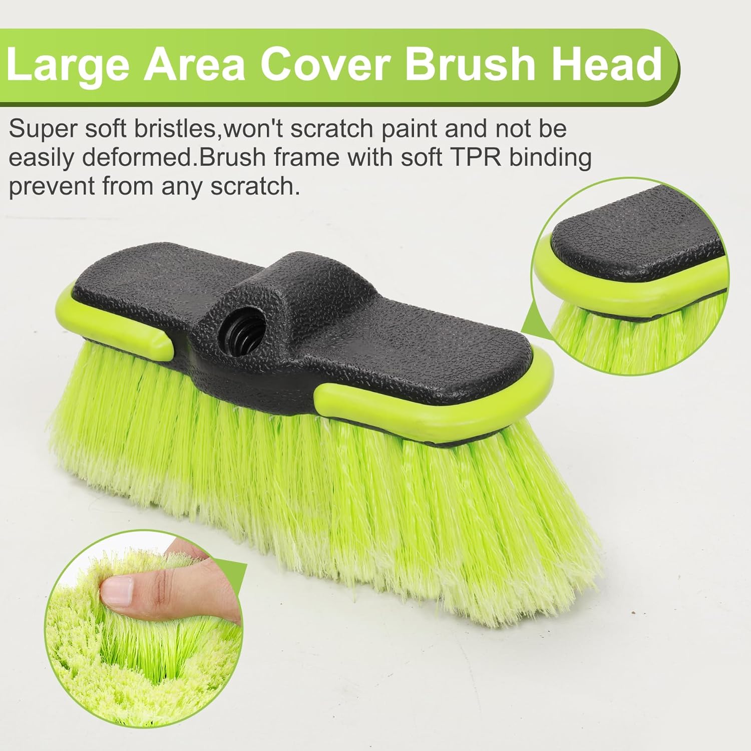65" car wash brush long handle soft bristle scrub cleaning mop kit for rv boat truck suv caravan solar panel house siding