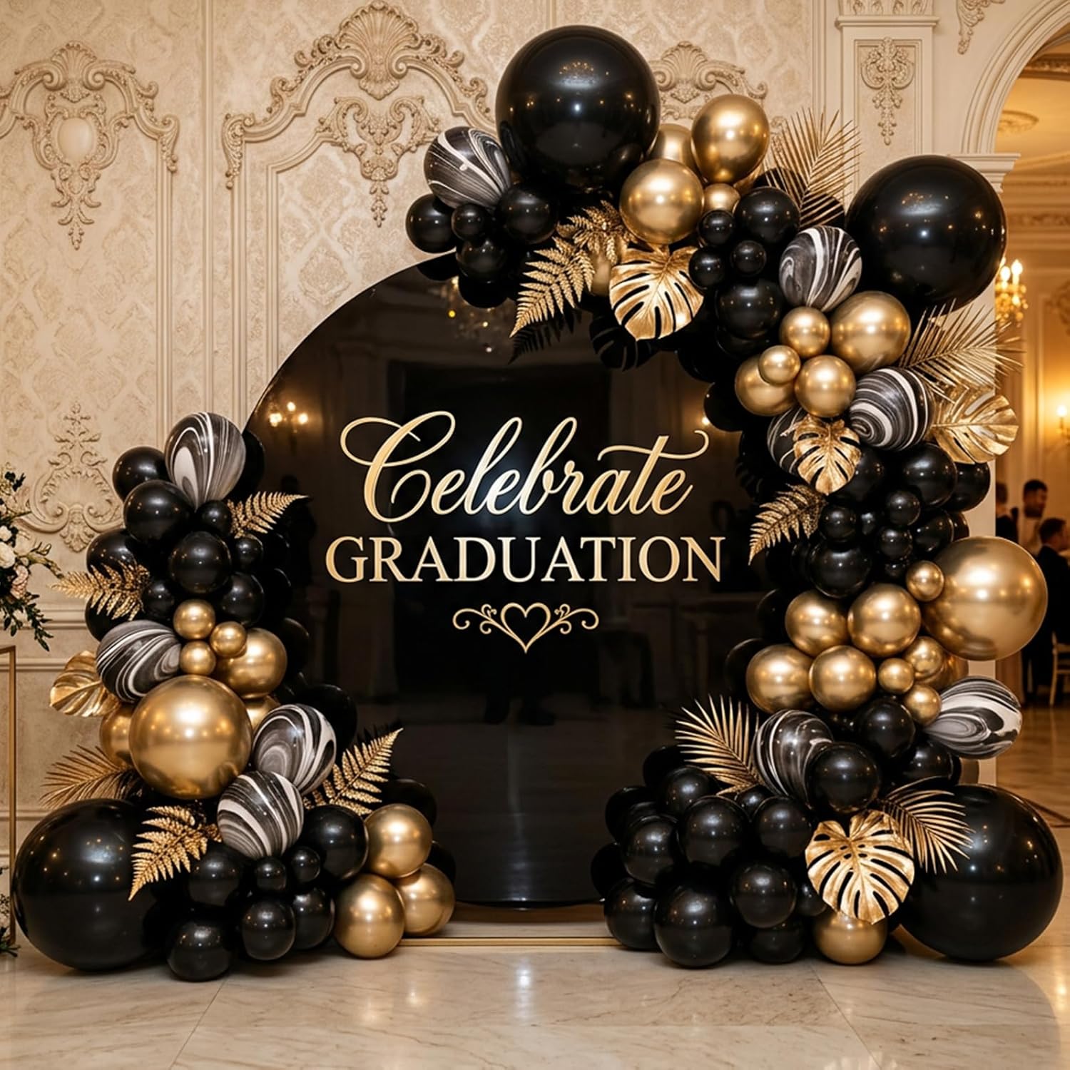 RUBFAC Gold Balloons 129pcs Different Sizes 18 12 10 5 Inch, Metallic Gold Balloon Garland Arch Kit for Graduation Party Wedding Holiday Happy Birthday Decoration