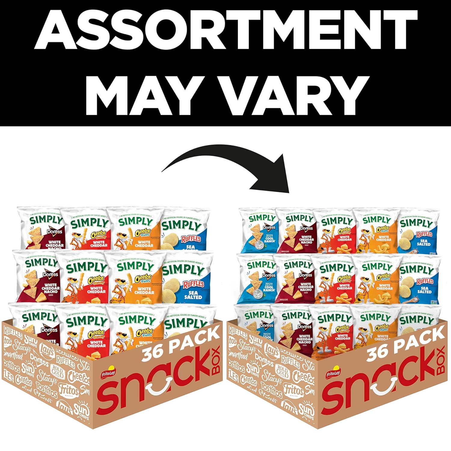 Simply Snacks Variety Pack, 36 Count, 0.875 Oz, Multiple Flavors, Real Cheese, No Artificial Colors or Flavors