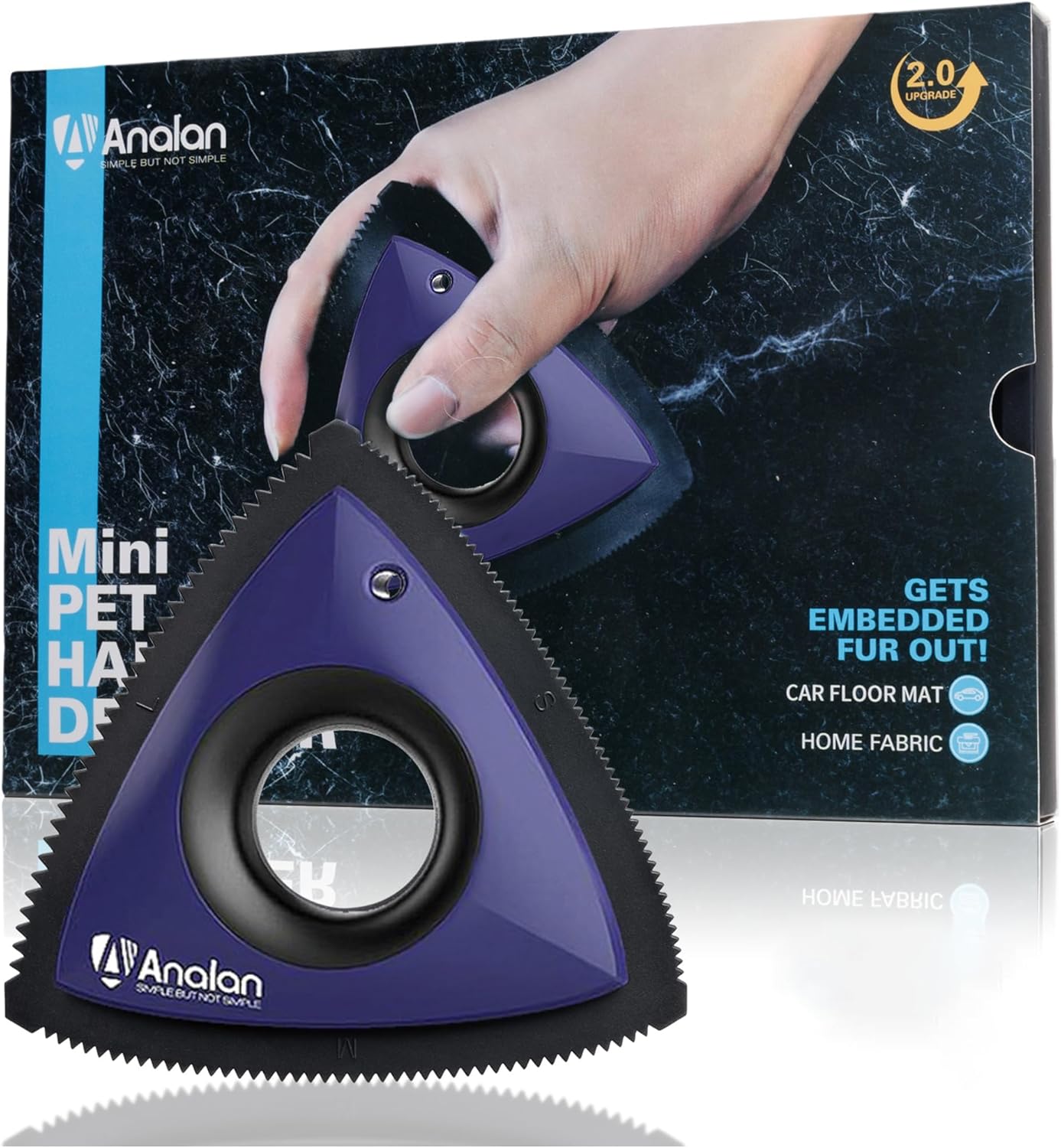 Analanan Mini Pet Hair Remover for Car Detailing Supplies, Carpet Dog Hair Remover, Jet Black
