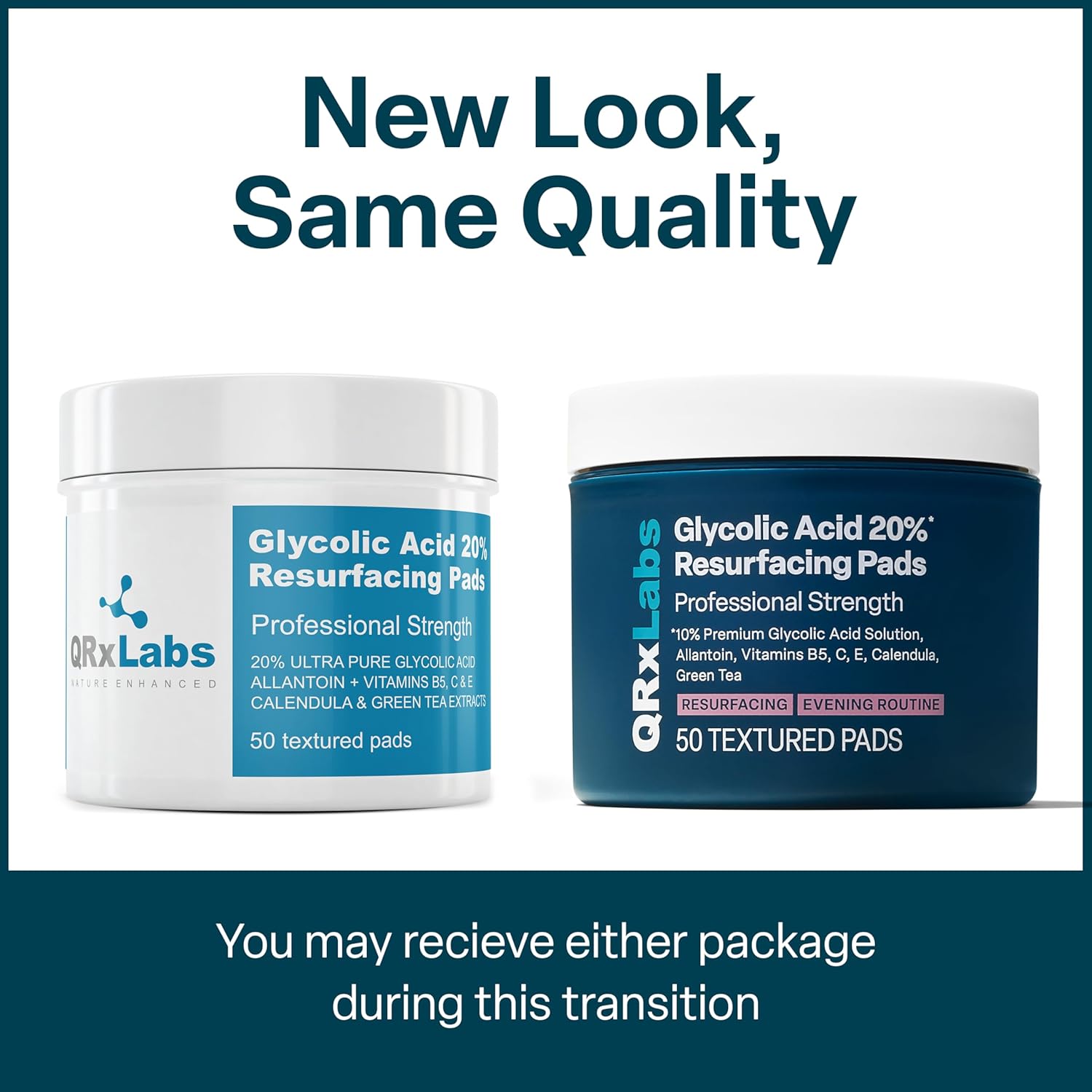 glycolic acid 20% resurfacing pads for face and body with vitamins b5 c e green tea calendula allantoin peel pads