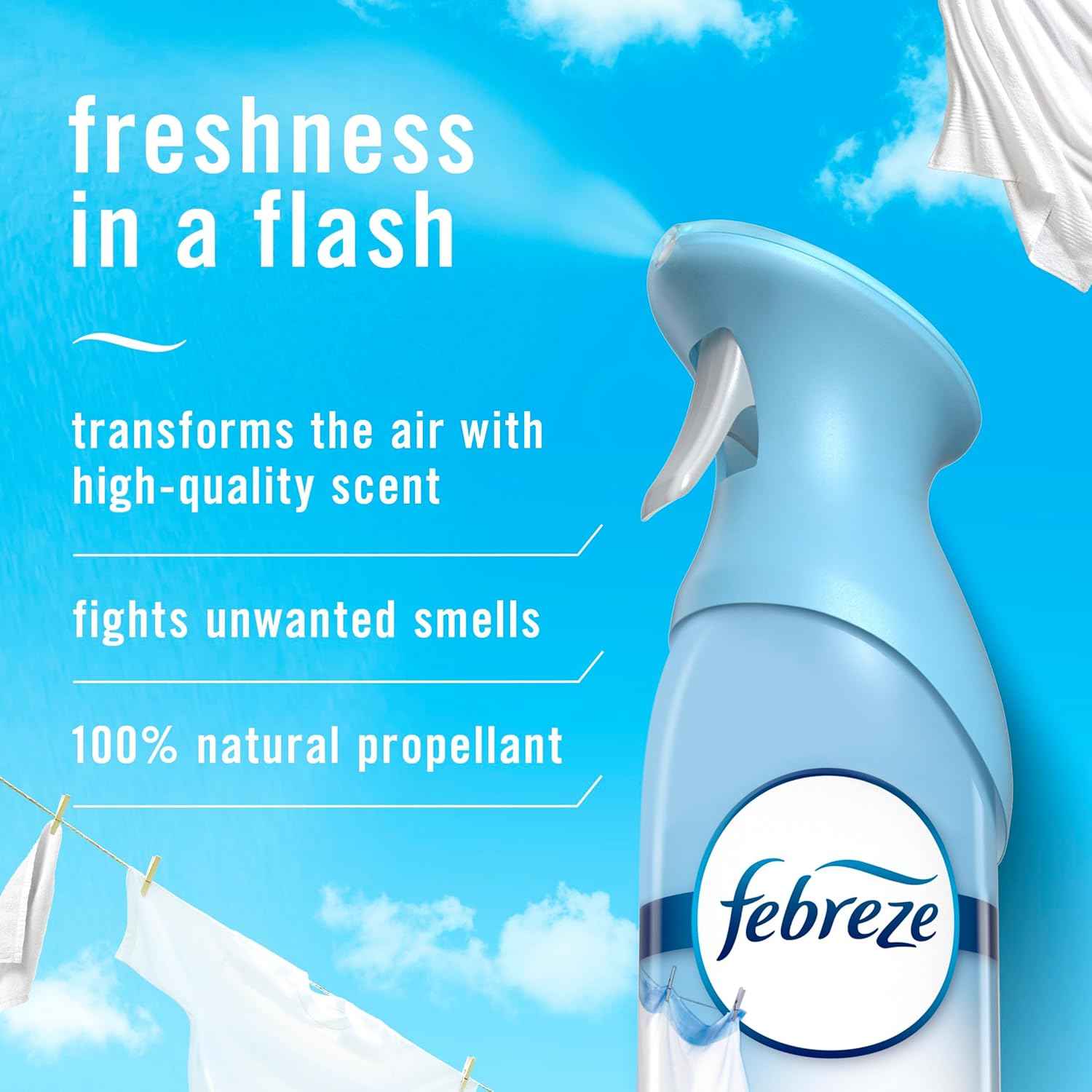 Febreze Air Mist Air Freshener Spray, Odor-Fighting Room Spray, Air Fresheners for Home and Bathroom and Kitchen, Aerosol Can, Linen & Sky Scent, 8.8oz (Pack of 2)