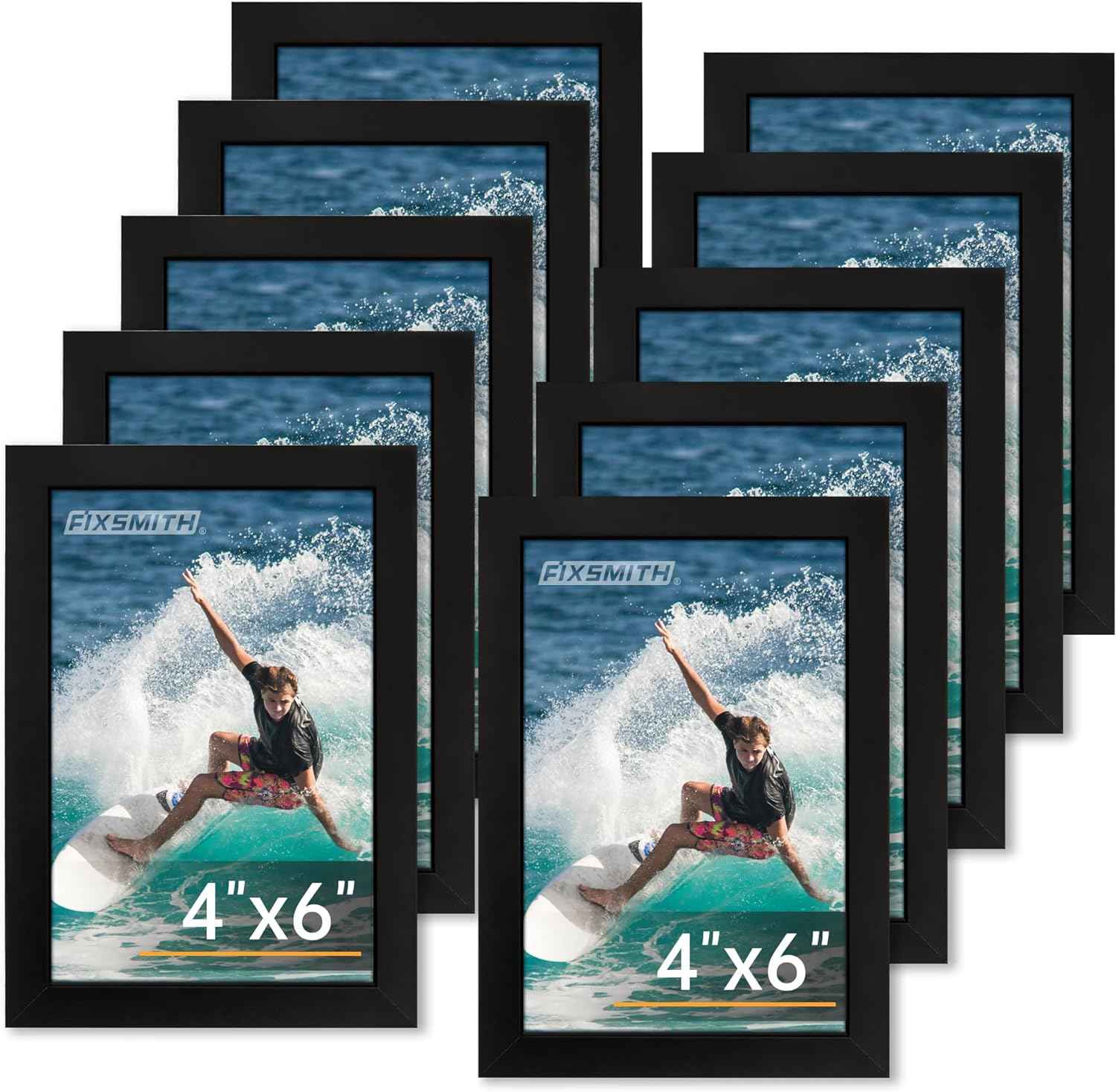 FIXSMITH 8x10 Picture Frame Set of 2, Photo Frame with HD Plexiglass, Display Pictures 5x7 with Mat or 8x10 Without Mat Multi Picture Frames Collage for Tabletop or Wall Display, Black