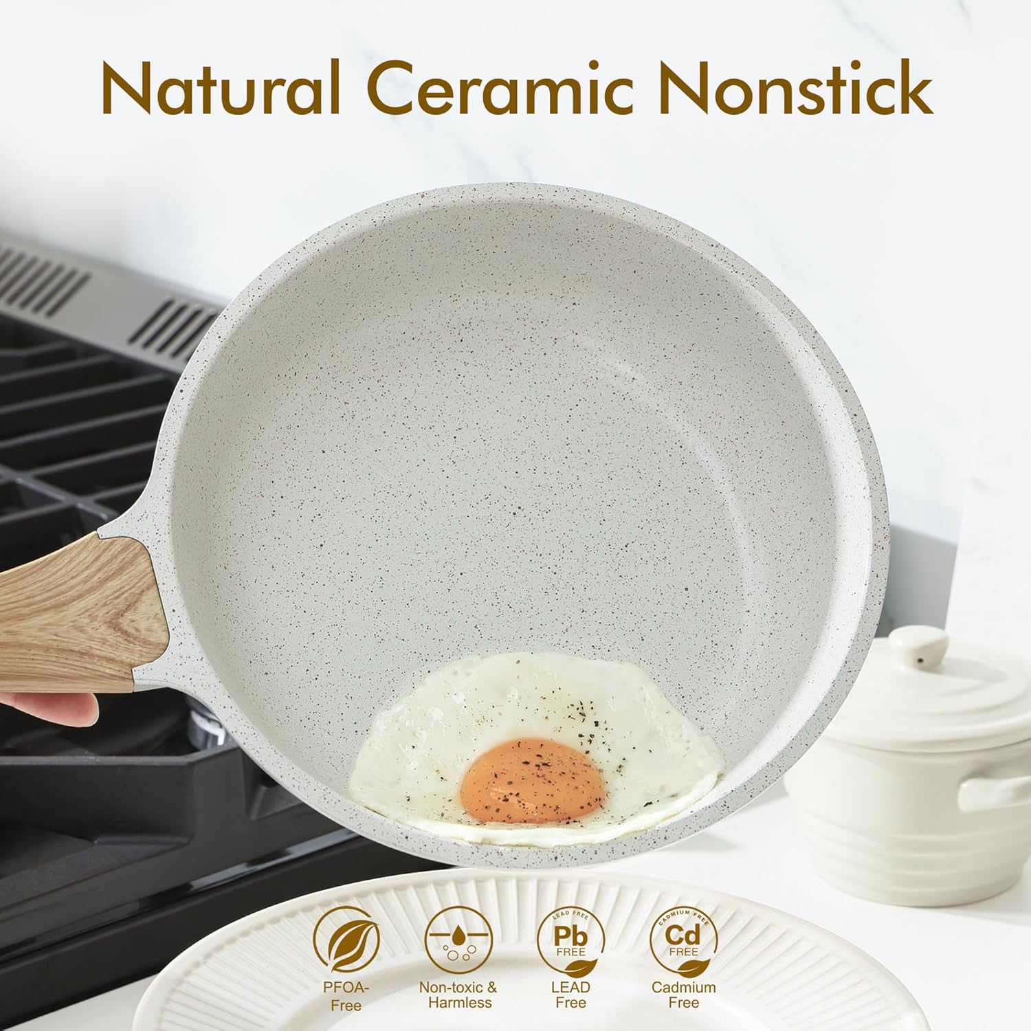Sensarte nonstick ceramic 8-inch skillet for eggs, omelets, induction compatible