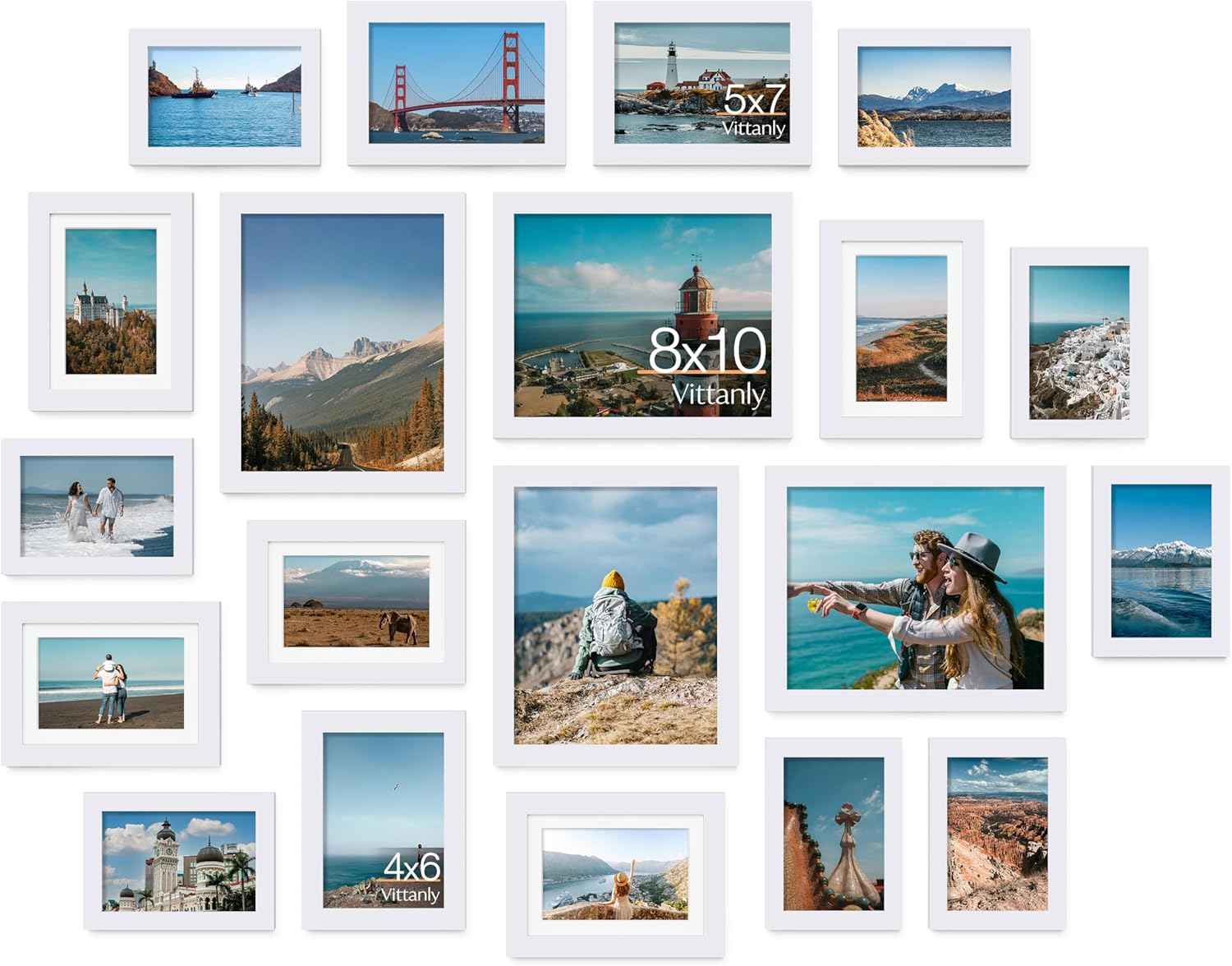 Vittanly 10 Pack Picture Frames Collage Wall Decor, Gallery Wall Frame Set for Wall or Tabletop Display, Engineered Wood and Shatter-resistant Plexiglass, Multi Sizes with 8x10, 5x7, 4x6 Frames, Black