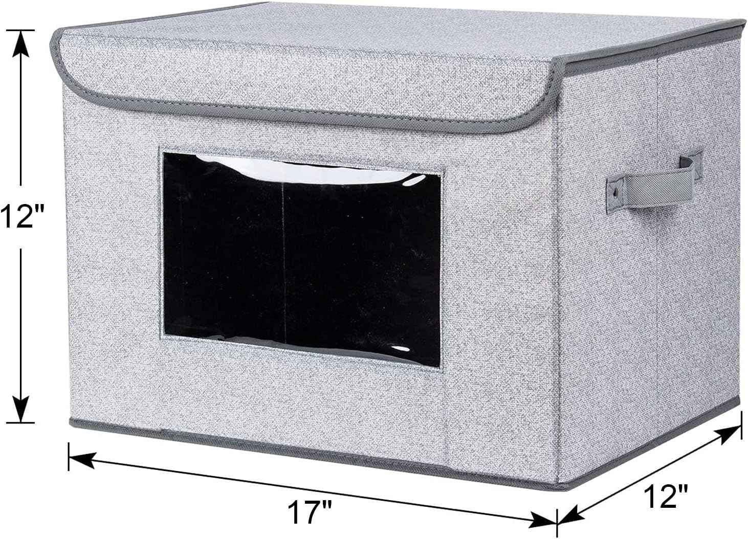 Univivi Fabric Foldable Storage Boxes [4-Pack] Large Collapsible Stackable Storage Bins with Lids, Closet Organizers and Storage Cube Basket for Home, Office, Bedroom (Gray, 17“ x 12” x 12")
