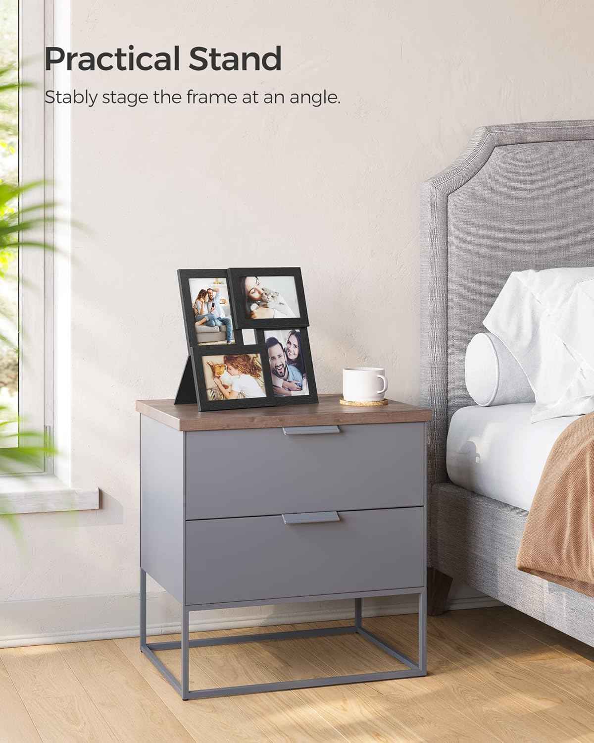 SONGMICS 4x6 Collage Picture Frames, Family Photo Collage Frame Set of 4 for Wall Decor, Glass Front, Wall Hanging or Tabletop, Christmas Gift, Ink Black URPF25BK