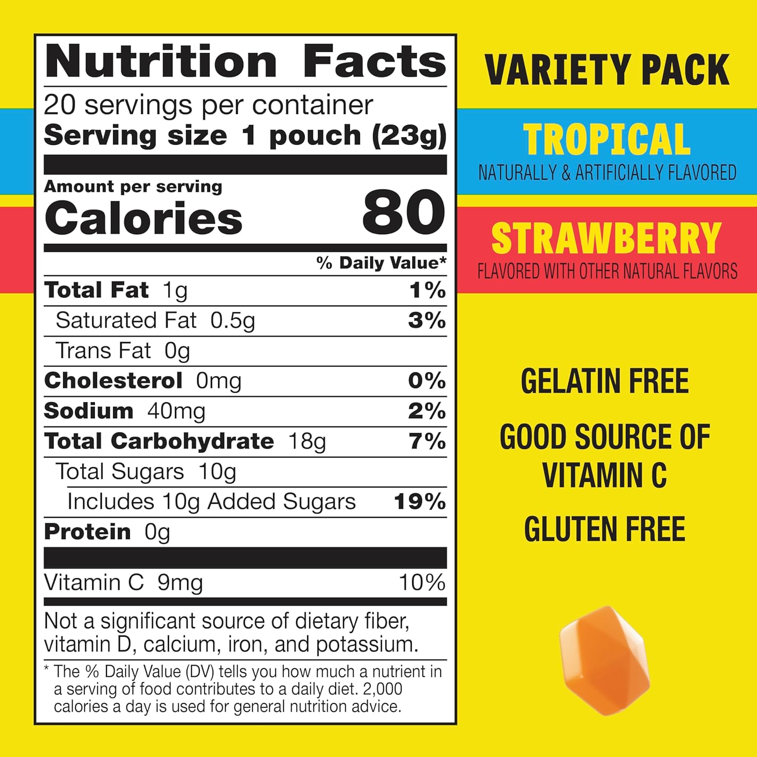 Gushers Gluten-Free Fruit Flavored Snacks Variety Pack, 20ct, 16oz, Strawberry and Tropical Flavors