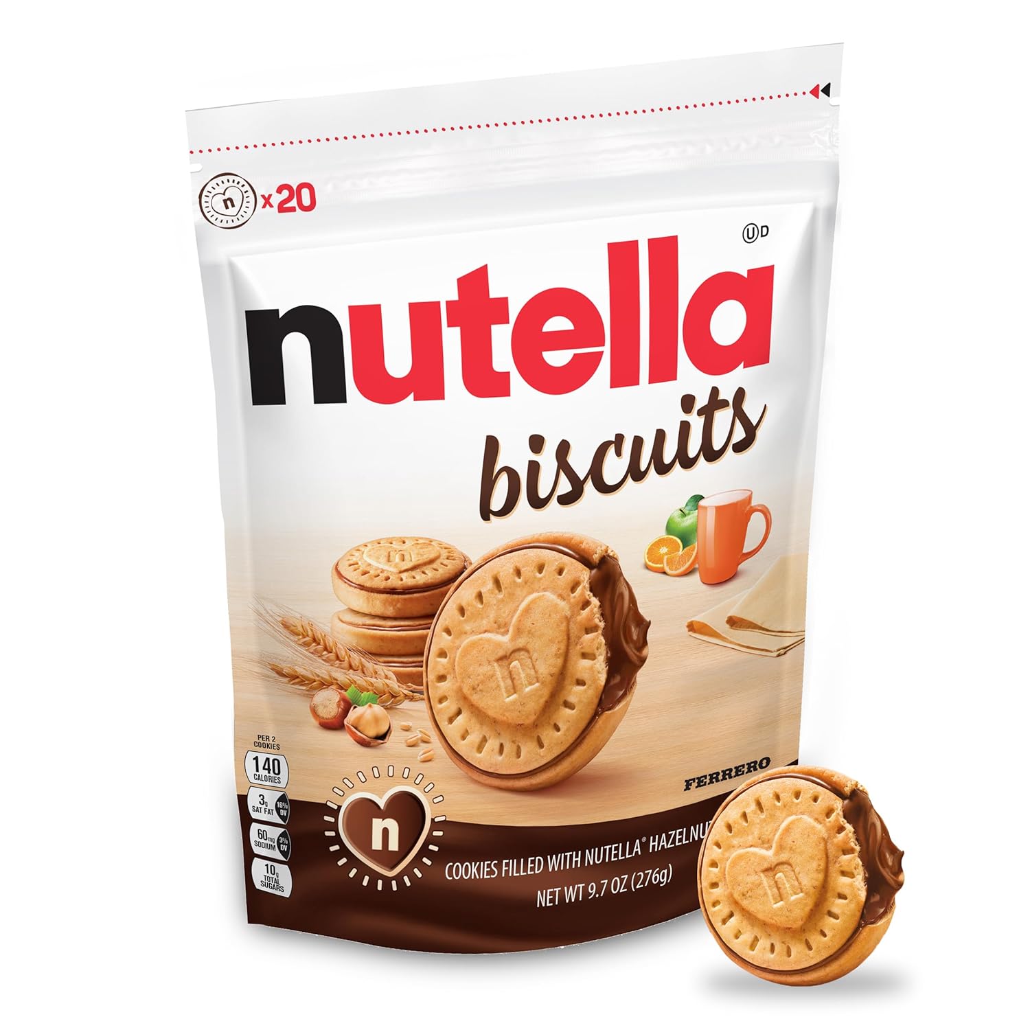 Nutella biscuits cookies filled with hazelnut spread, sweet snack pack, holiday christmas cookies, 9.7 oz