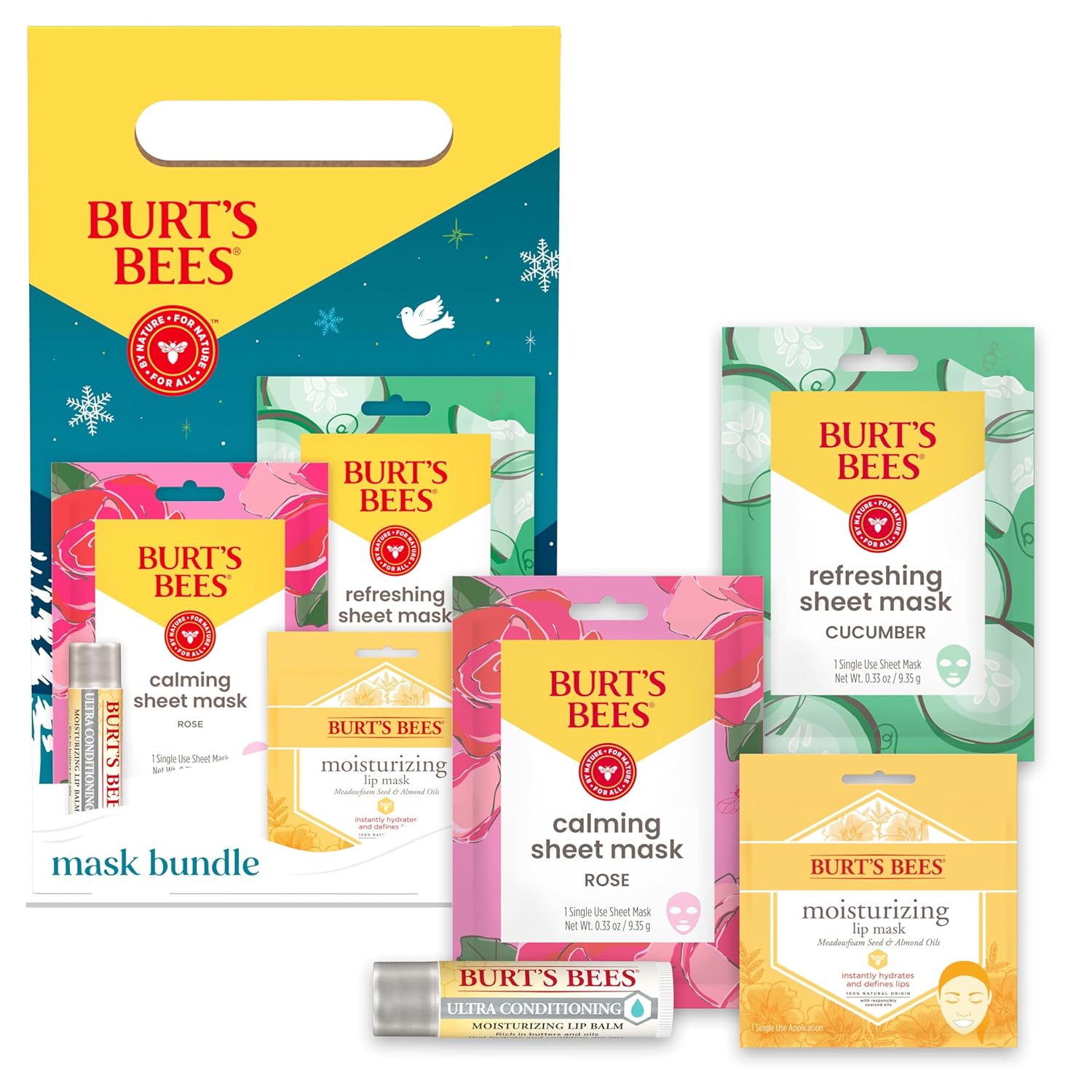Burt's Bees Tips and Toes Kit, 6 Travel Size Products, Pomegranate Moisturizing, Hydrating, and Nourishing