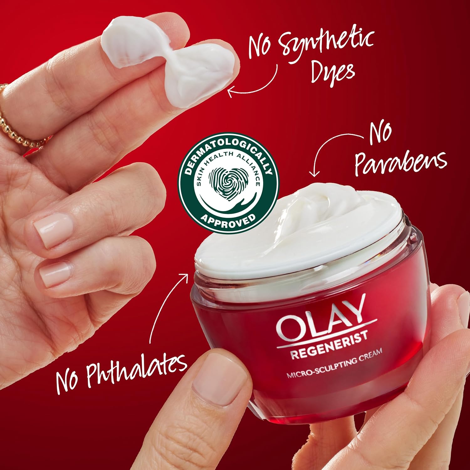 olay face moisturizer, regenerist micro-sculpting facial cream, women, 1.7 oz, anti-aging, hydration, firming skin care, hyaluronic acid, niacinamide, amino peptides