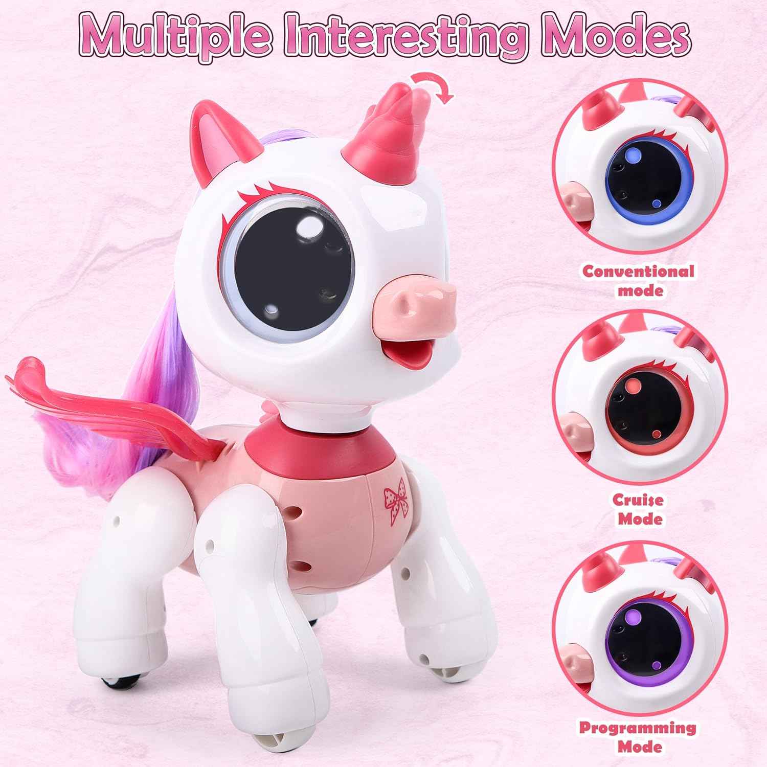 SPRSHY Remote Control Unicorn for Girls - Companion Pet Toys Electronic Pink Pegasus,Music and Waking Doll Christmas Birthday for Children 3 4 5 6 7 8 Years Old