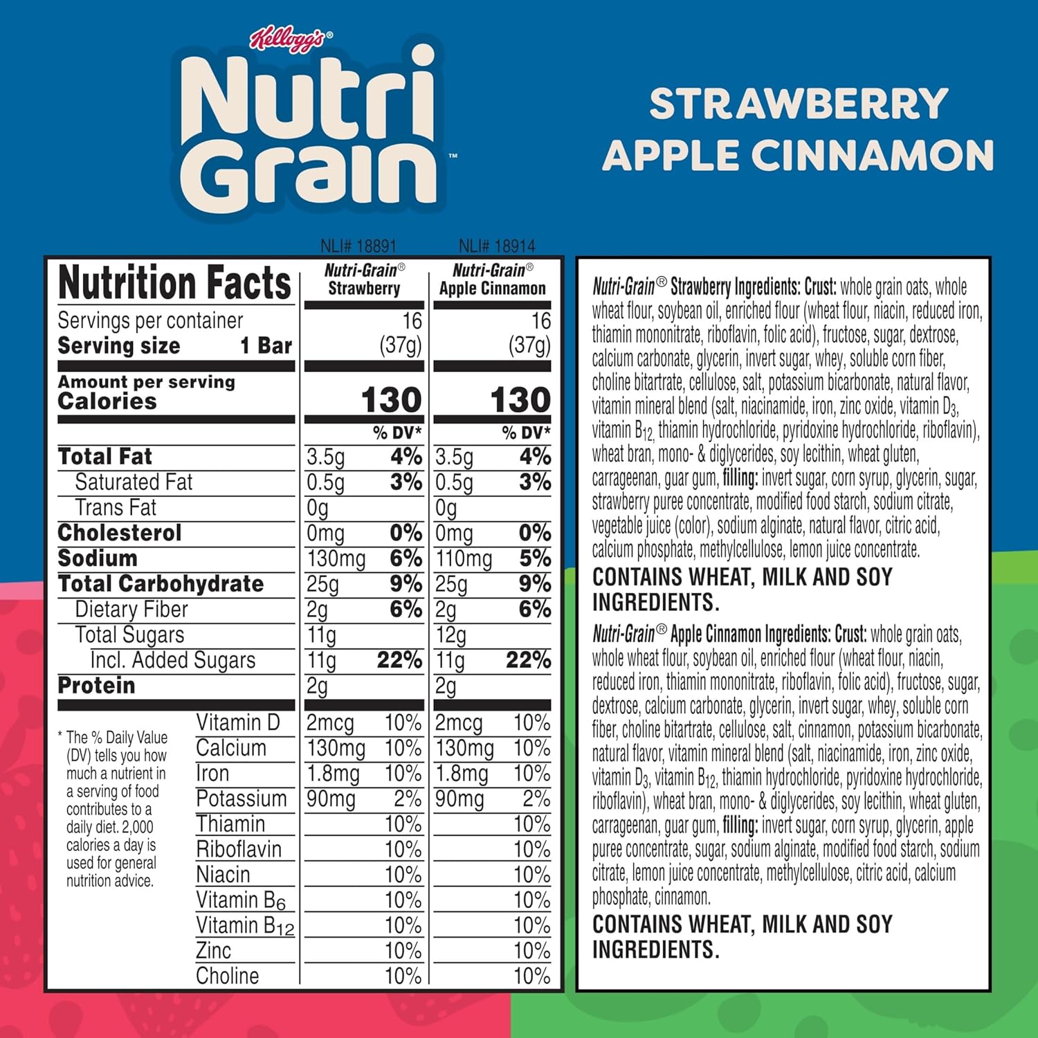 Nutri-Grain Breakfast Bars, 10g Whole Grains, Snack Bars, Variety Pack, 3 Boxes, 48 Count