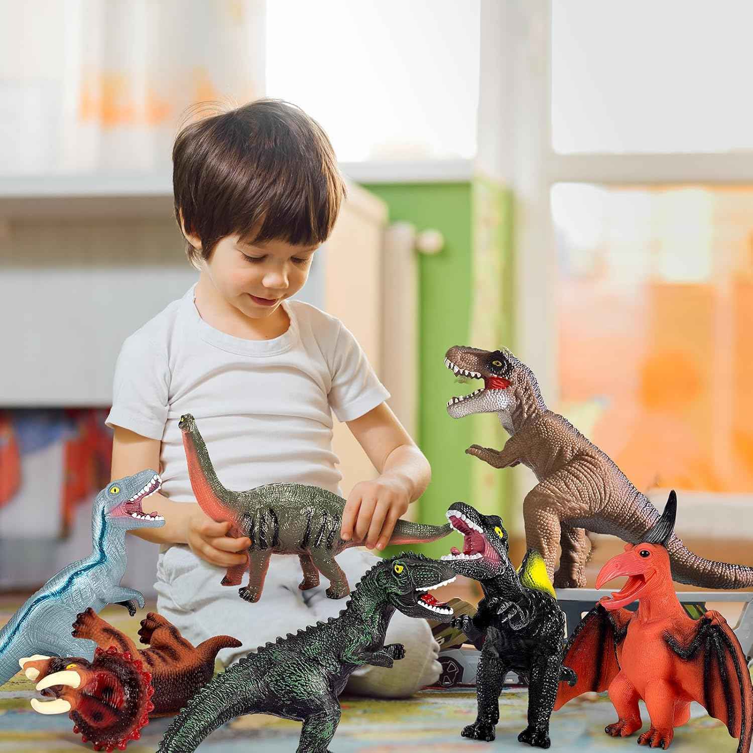Kissdream 7 Piece Jumbo Dinosaur Toys Big Dinosaur Toy for Boys Realistic Giant Dinosaur Toys for Kids 3-5 - Perfect Dinosaur Gifts for Kids