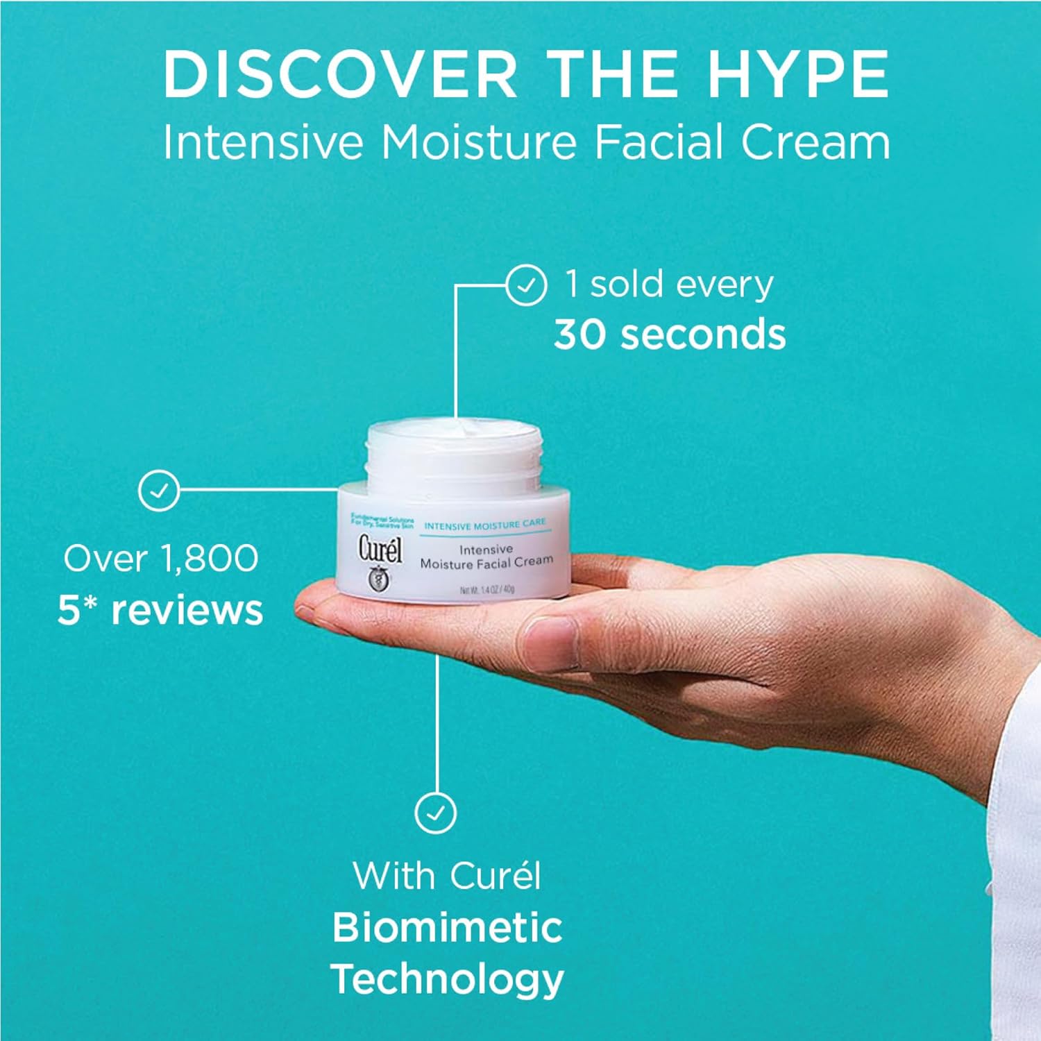 Curel Japanese Skin Care Intensive Face Moisturizer Cream, fragrance-free, anti-aging, 1.4 Oz, hydrating face lotion for dry to very dry sensitive skin