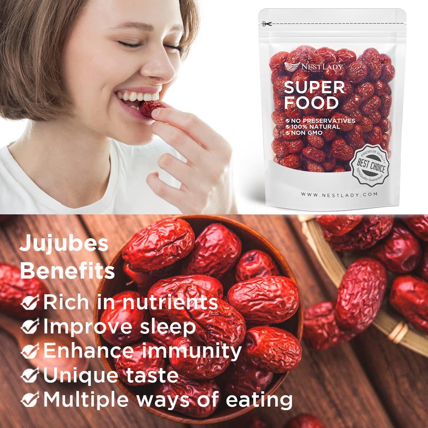 nestlady jujube dates 100 natural dried superfood king of fruits 454g