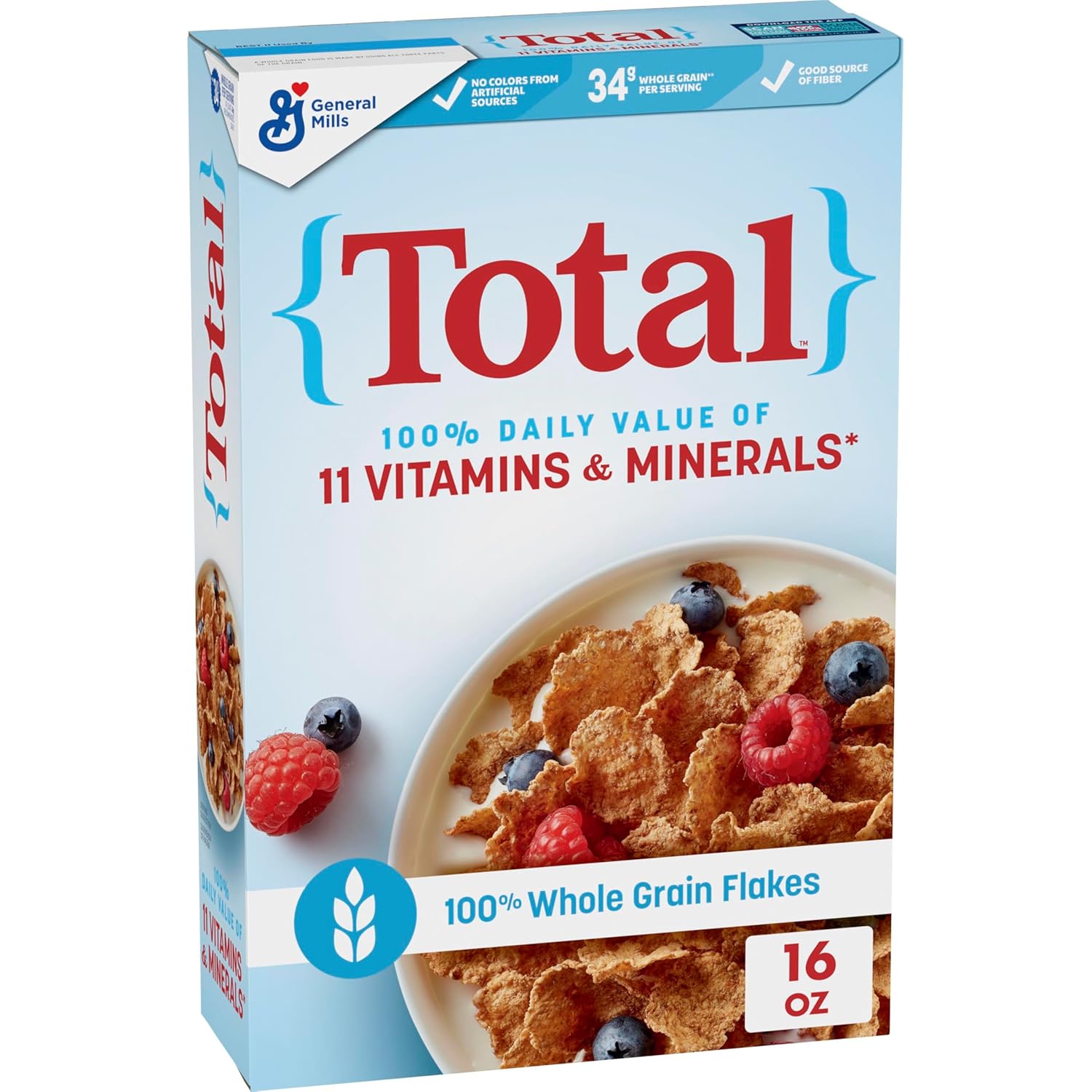 Whole Grain Total Breakfast Cereal, 100% daily value of 11 vitamins and minerals, 16 oz