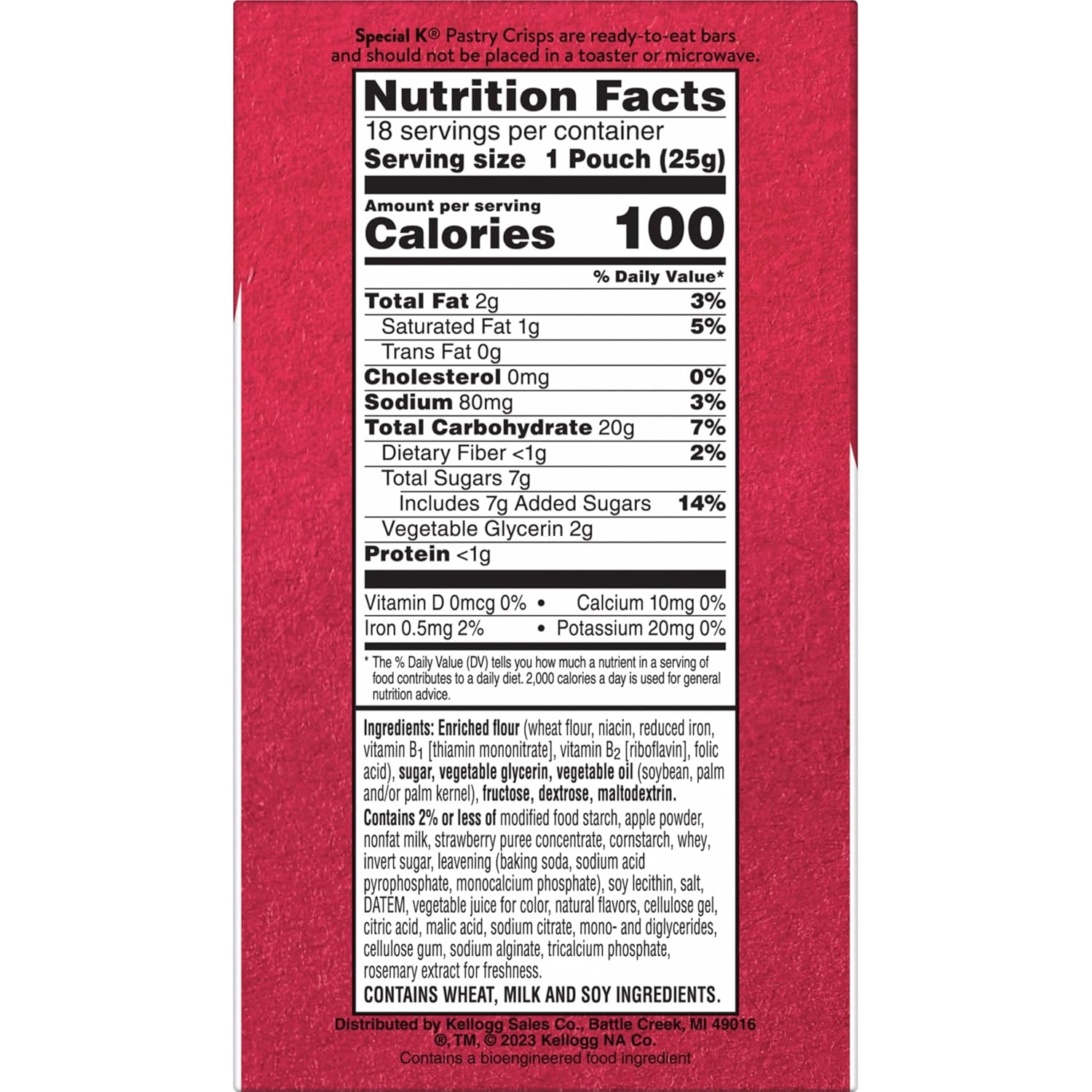 Special K Strawberry Pastry Crisps, 100 Calories, Value Size, 15.84oz Box (36 Crisps)
