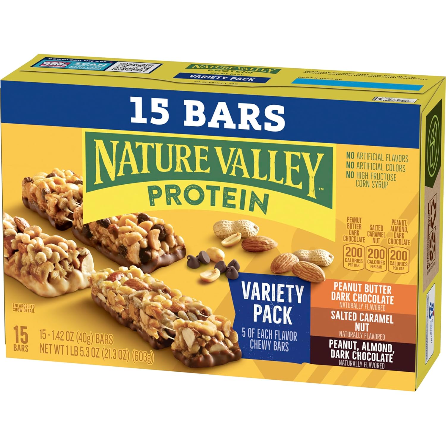 Nature Valley gluten-free protein bars, 10g protein, 15-count variety pack, 21.3 oz box