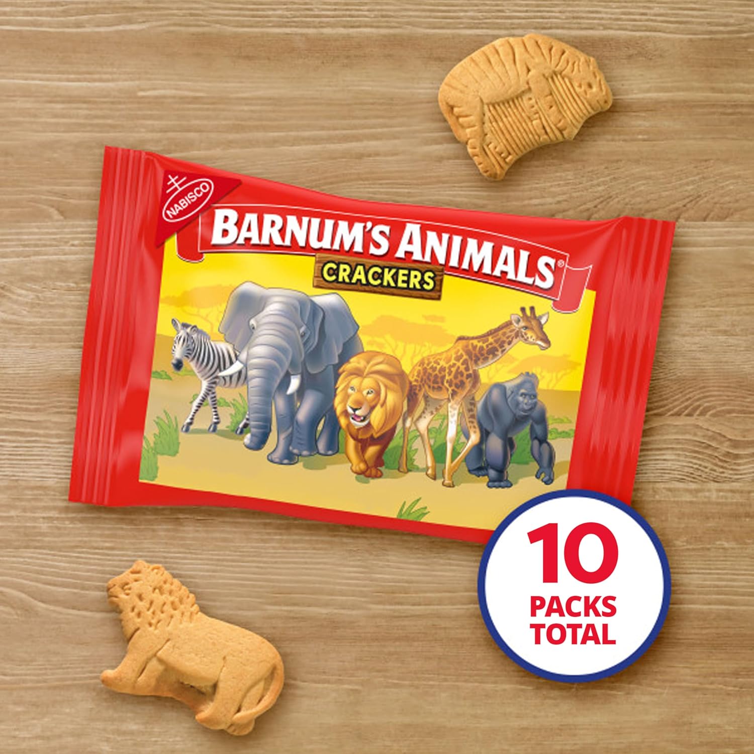 Barnum's Original Animal Crackers, 10 Snack Packs, 1 oz, Circus-Themed, Kids' Snacks, Calcium-Rich
