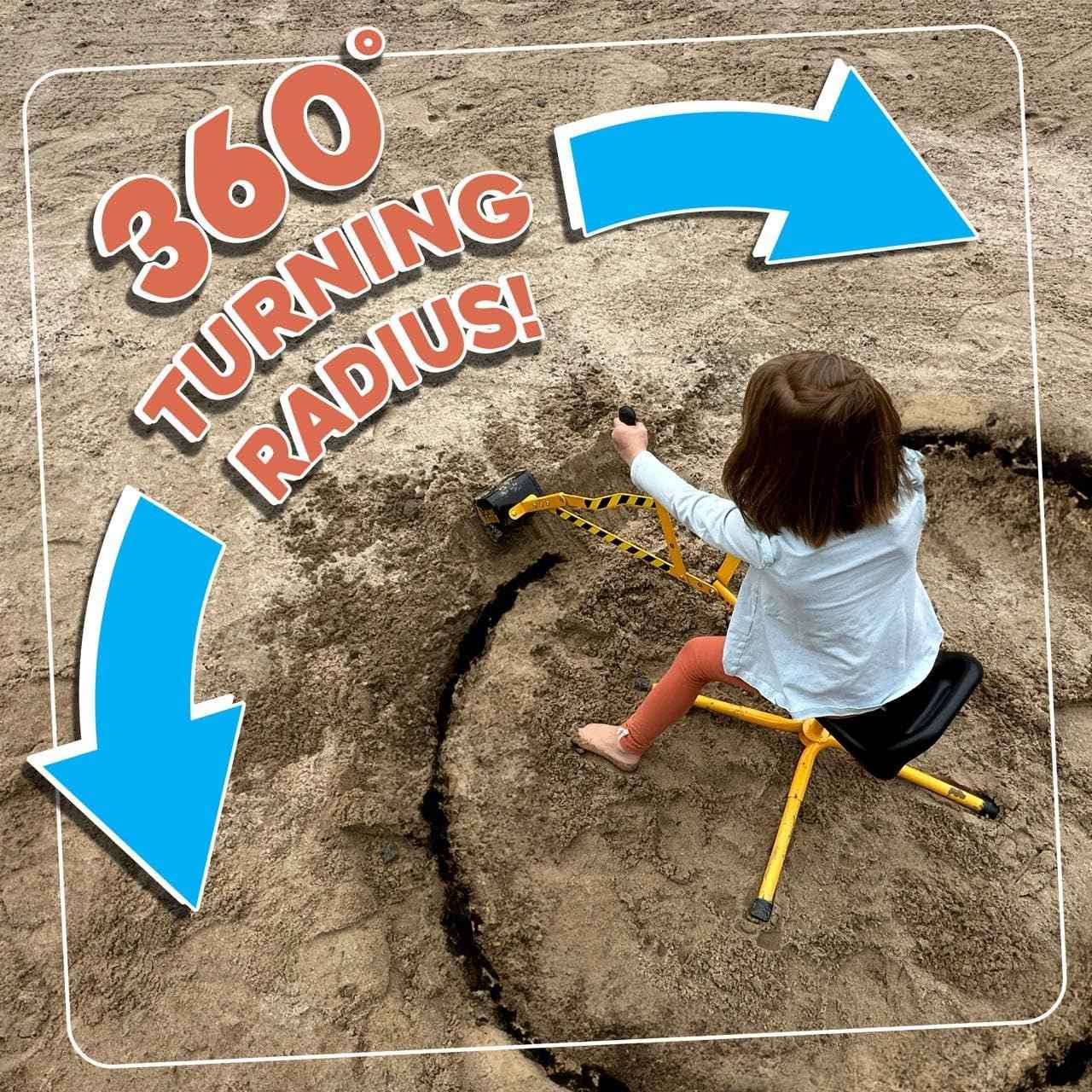 Stargo Sand Digger Kids Excavator Ride on Toy, Beach Toys Outdoor Sandbox Toy Digger for Kids, Solid Steel Rotates 360, Role Play, Sand Toys