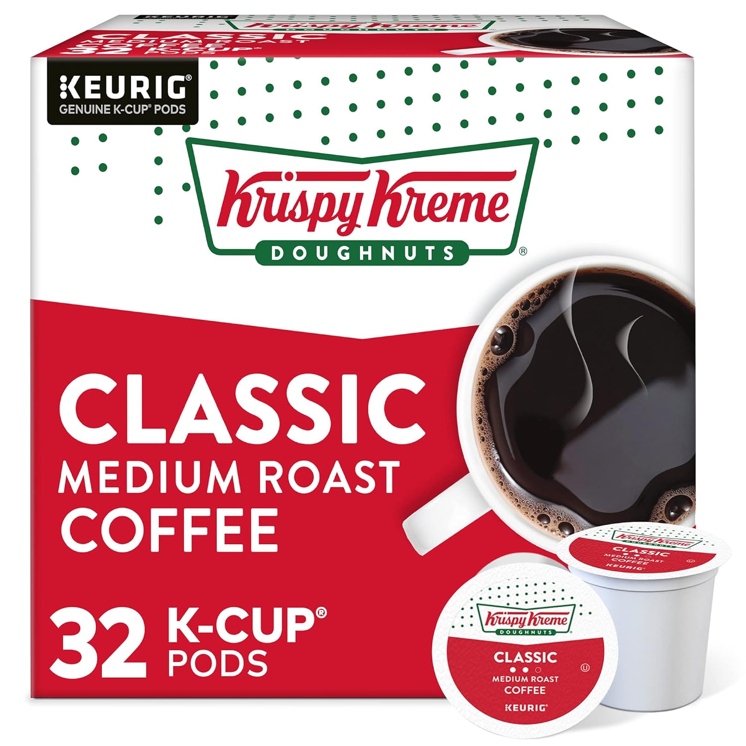 Krispy Kreme Medium Roast Single-Serve Keurig K-Cup Pods, 32 Count, Orthodox Union Kosher
