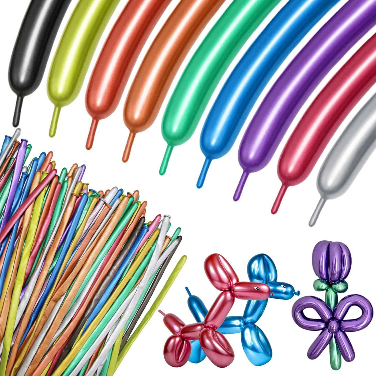 100Pcs 260 Balloons White Long Balloons for Balloon Garland Thickening Skinny Latex Twisting Balloon for Animals Modeling Christmas Birthday Wedding Party Decorations