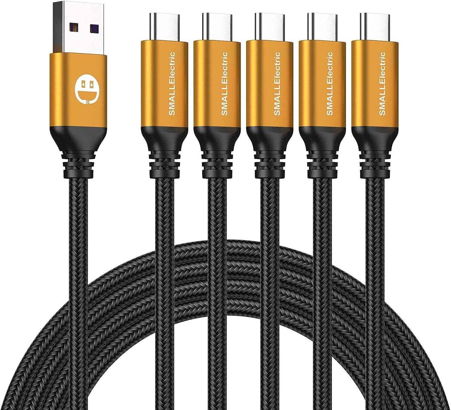 USB Type-C to A Cable 5pack 6ft Braided Fast Charging 3A Quick Charger Cord, 6 Foot Compatible iPhone 17/17 Pro/16e/16/15 Pro Max,Samsung Galaxy S10 S9 S8 Plus, Note 10 9 8, LG V50 V40 G8 G7(Grey)