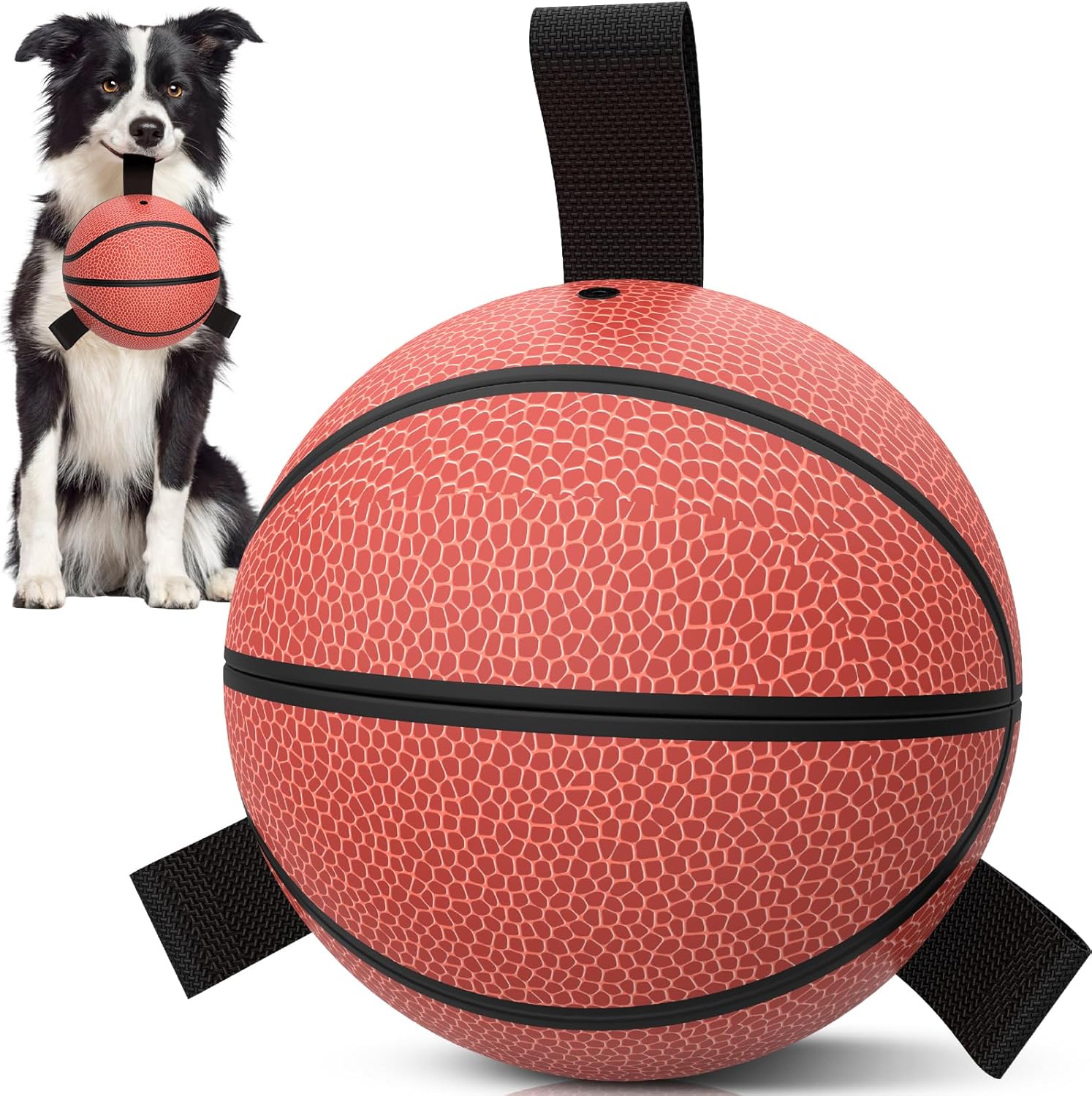 Qdan dog toys 6 inch world cup dog soccer ball with straps for small medium pet outdoor play