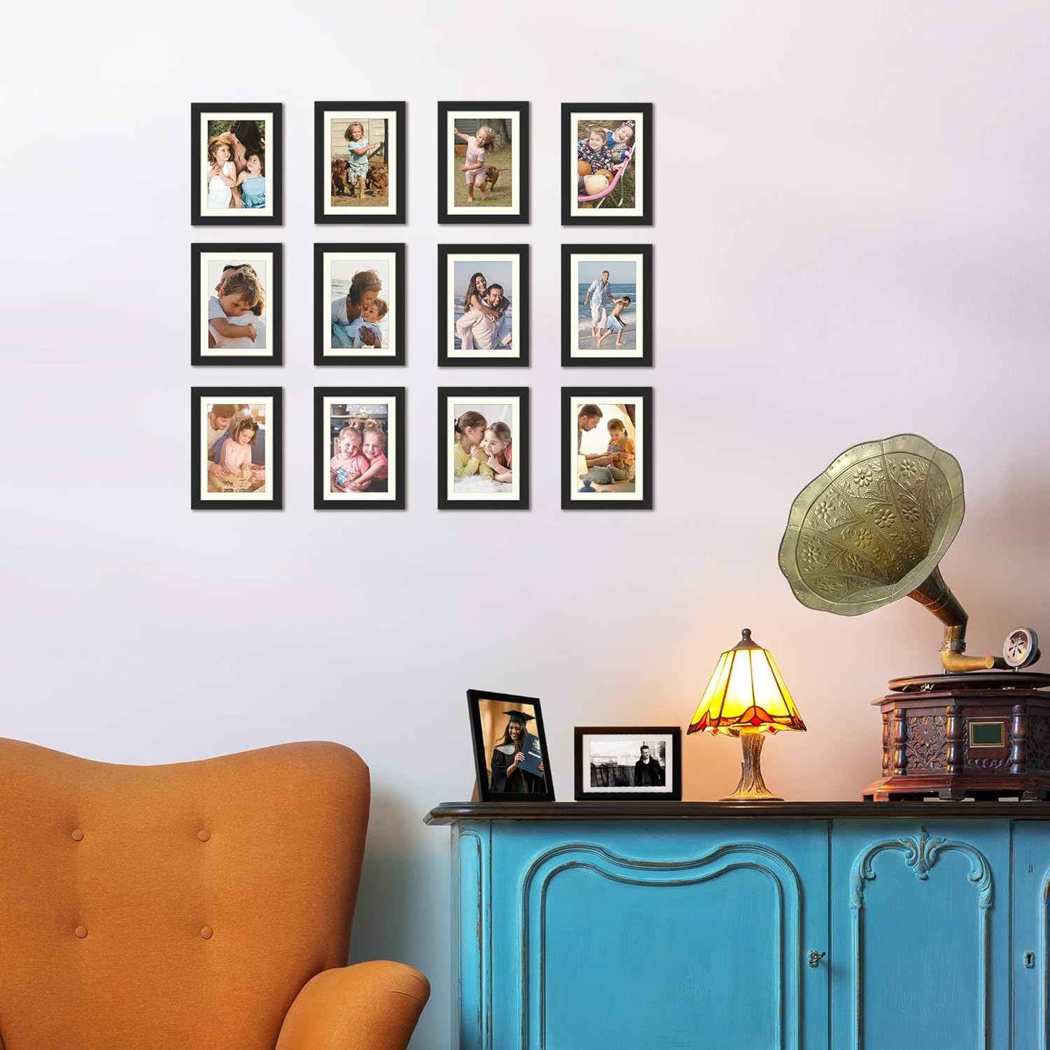 upsimples 5x7 Picture Frame Set of 10, Display Pictures 4x6 with Mat or 5x7 Without, Multi Photo Frames Collage for Wall or Tabletop Display, Black