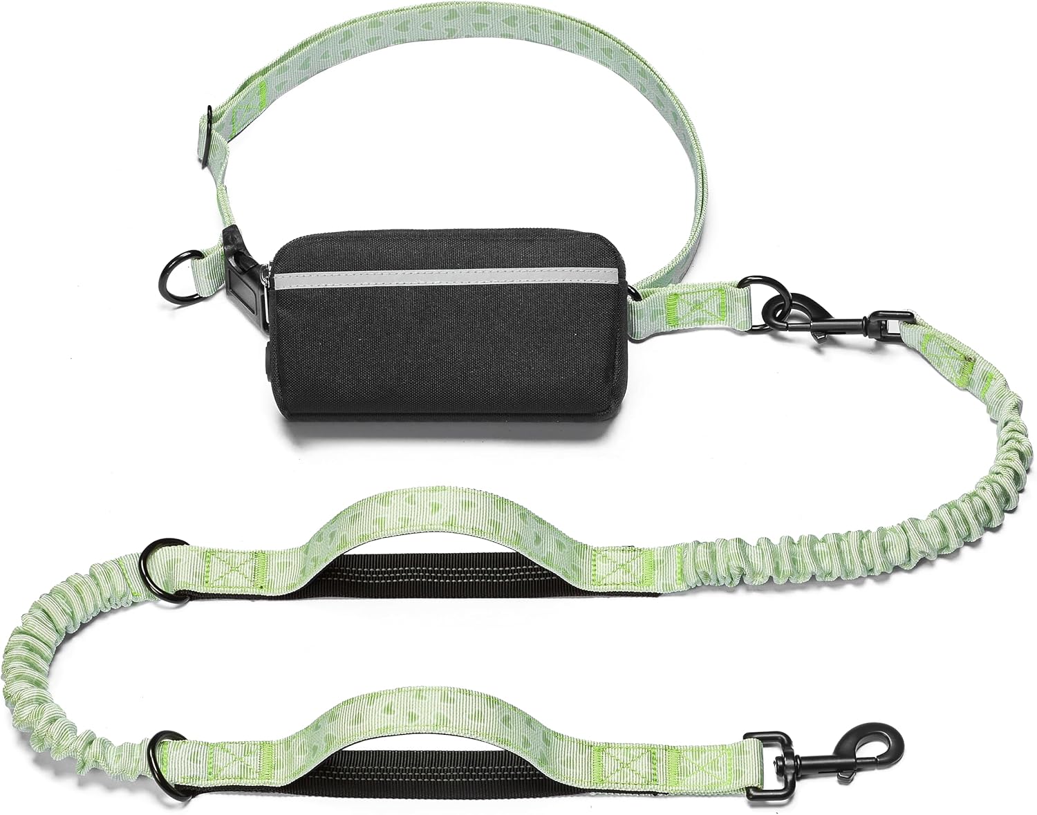 iYoShop hands-free dog leash with zipper pouch and dual padded handles for medium and large dogs (large, 25-120 lbs, black)