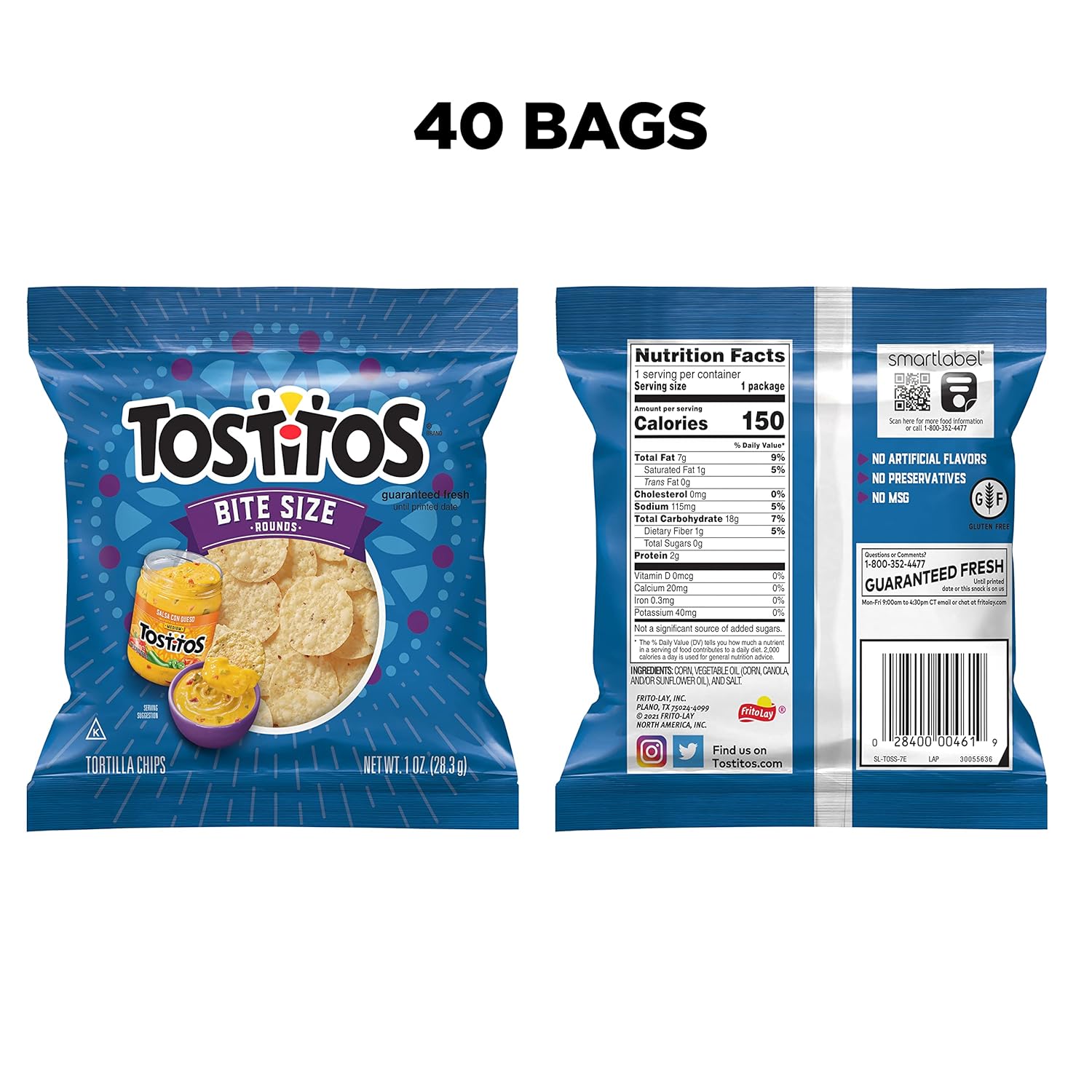 Tostitos Bitesize Rounds 1 Ounce Gluten-Free Tortilla Chips Pack of 40