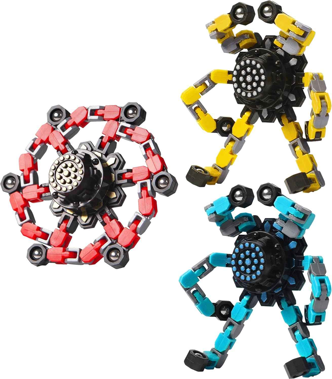 Valentines Day Gifts Transformable Fidget Spinners Toys 4 Pcs for Kids and Adults Stress Relief Sensory Toys for Boys and Girls Age 8-13 Fingertip Gyros Easter Basket Stuffers for Teens