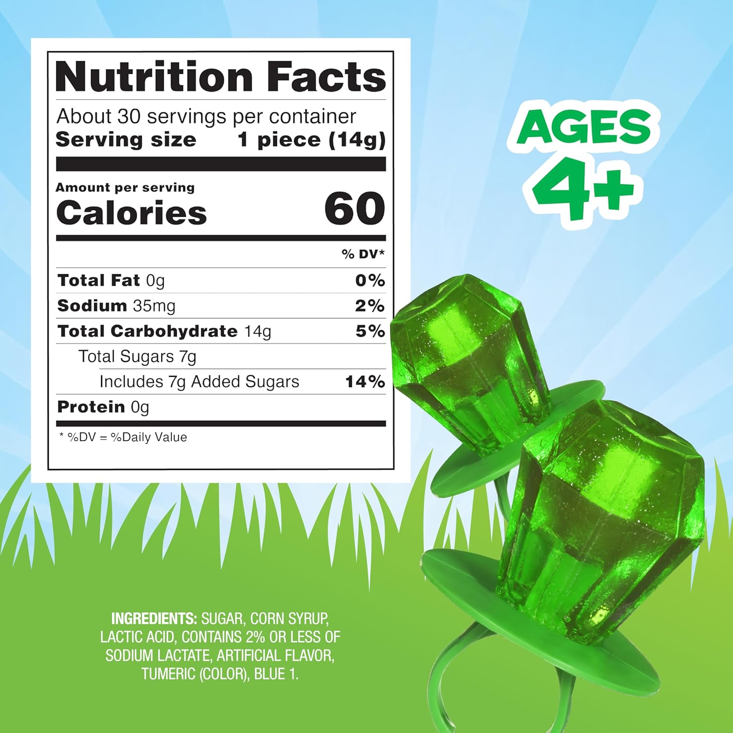Ring Pop Green Watermelon Flavor Lollipops, 30ct Bulk Individually Wrapped, Fun St. Patrick's Day Party Favors