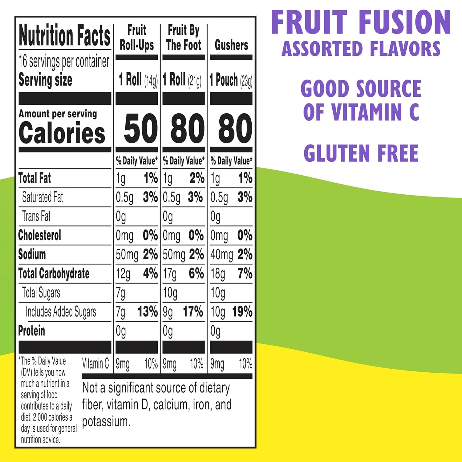 Fruit by the Foot 10.2 oz variety pack box with 16 gluten-free, vitamin C, individually wrapped pouches