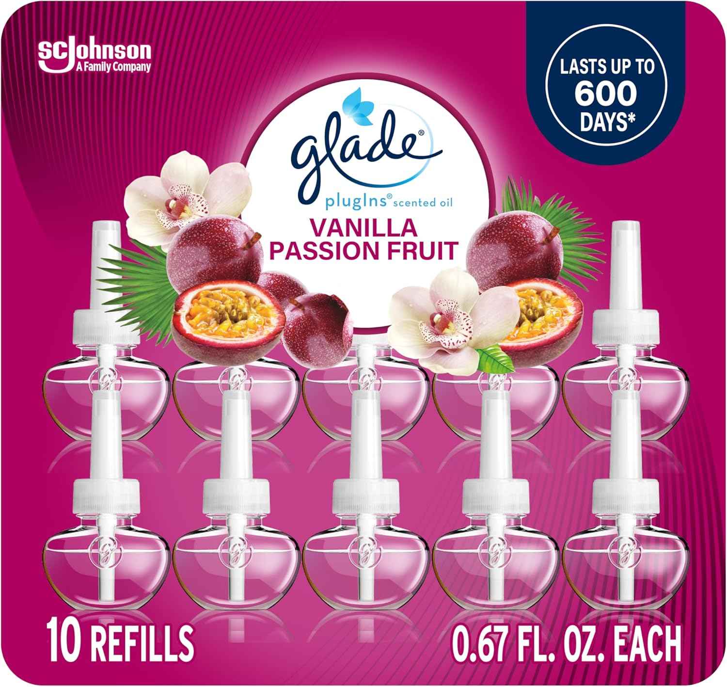 Glade PlugIns Refills Air Freshener, Scented and Essential Oils for Home and Bathroom, Hawaiian Breeze, 6.7 Fl Oz, 10 Count