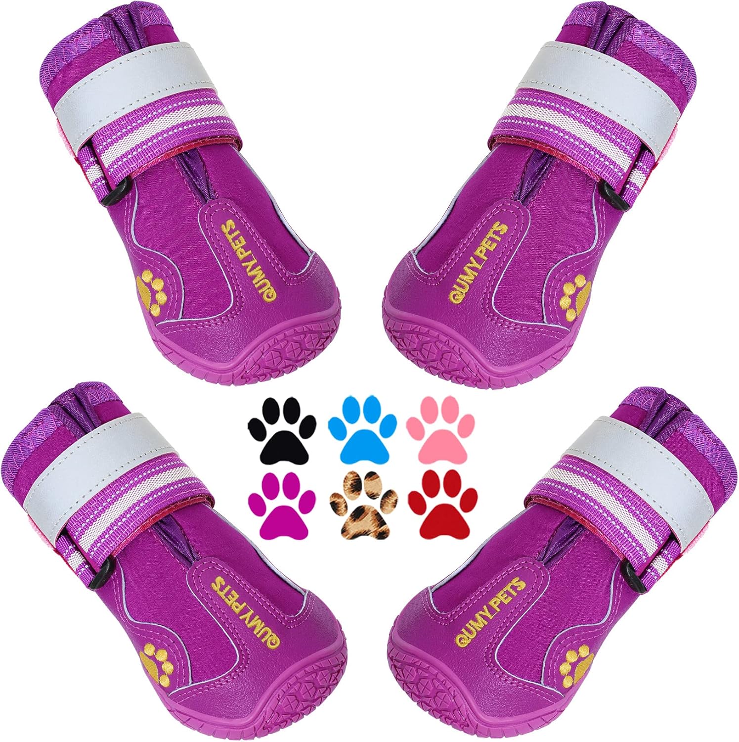 Qumy dog shoes, large dog boots, medium dog paw protectors for winter, snow, hot pavement, rainy weather, outdoor walking, indoor hardfloors
